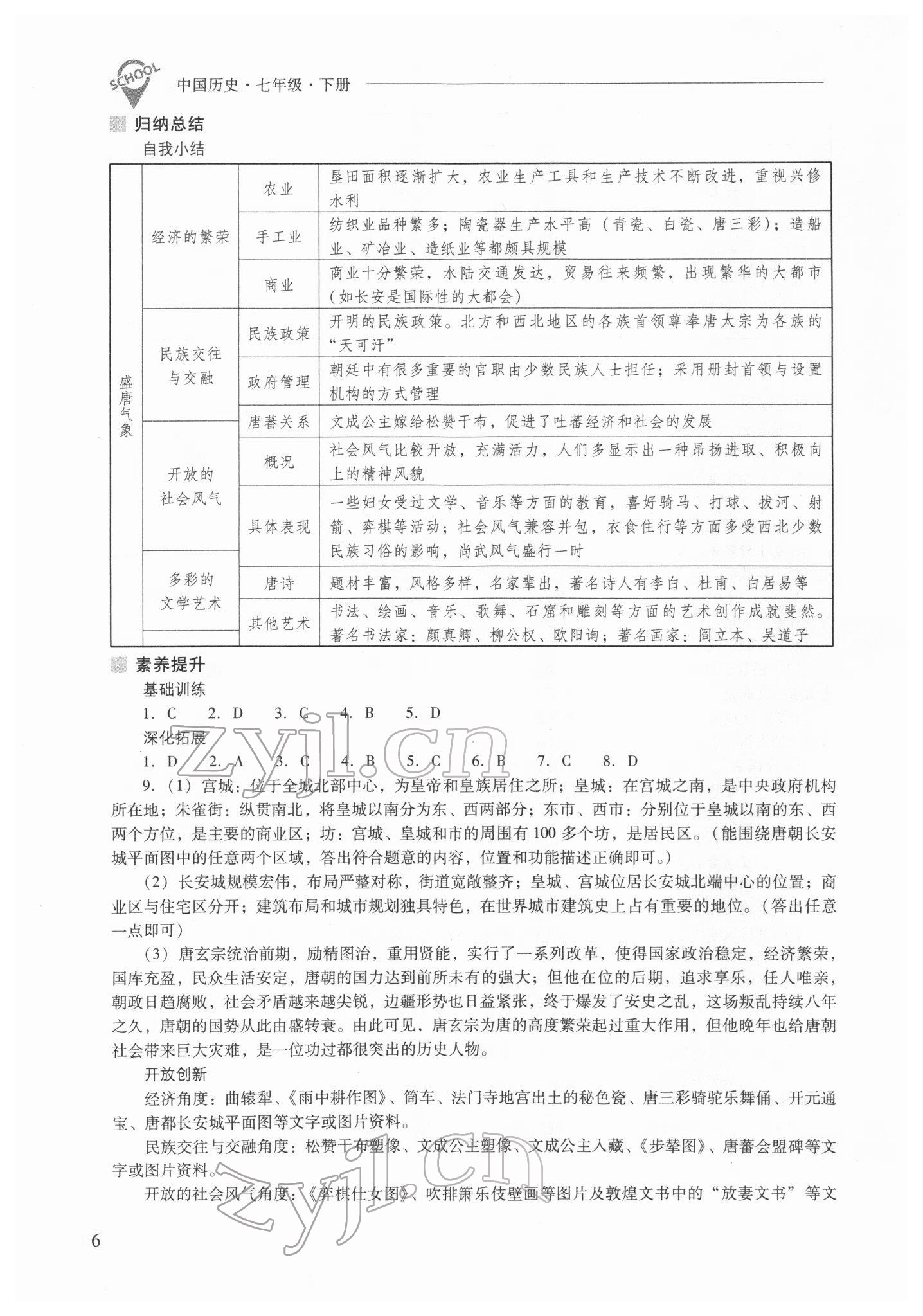 2022年新課程問題解決導學方案七年級歷史下冊人教版 參考答案第6頁