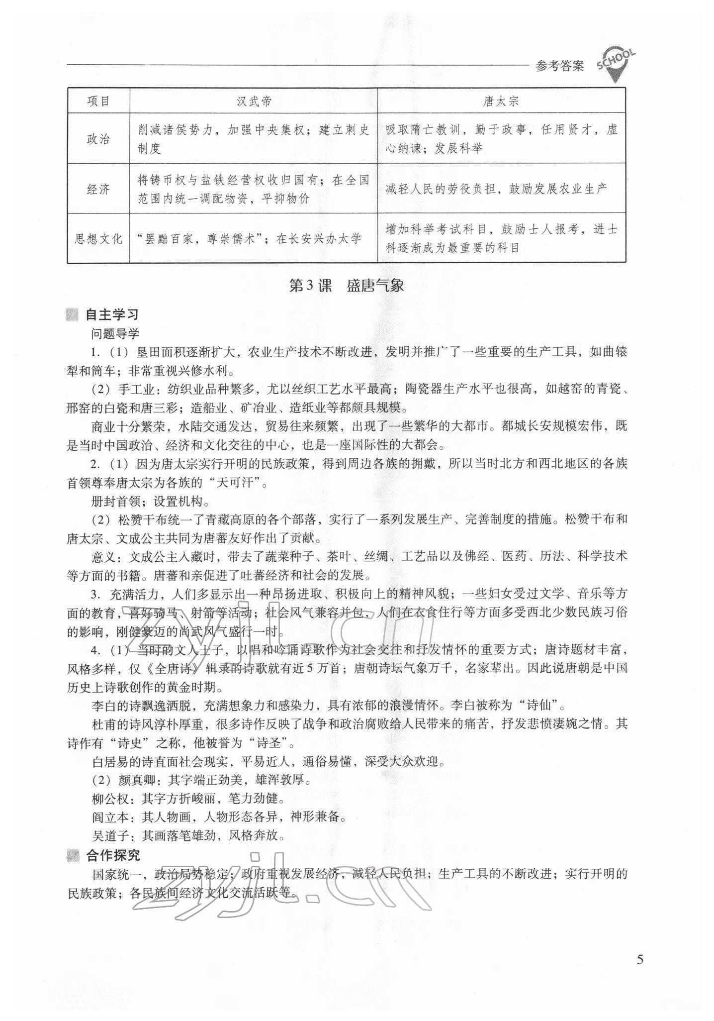 2022年新課程問題解決導學方案七年級歷史下冊人教版 參考答案第5頁