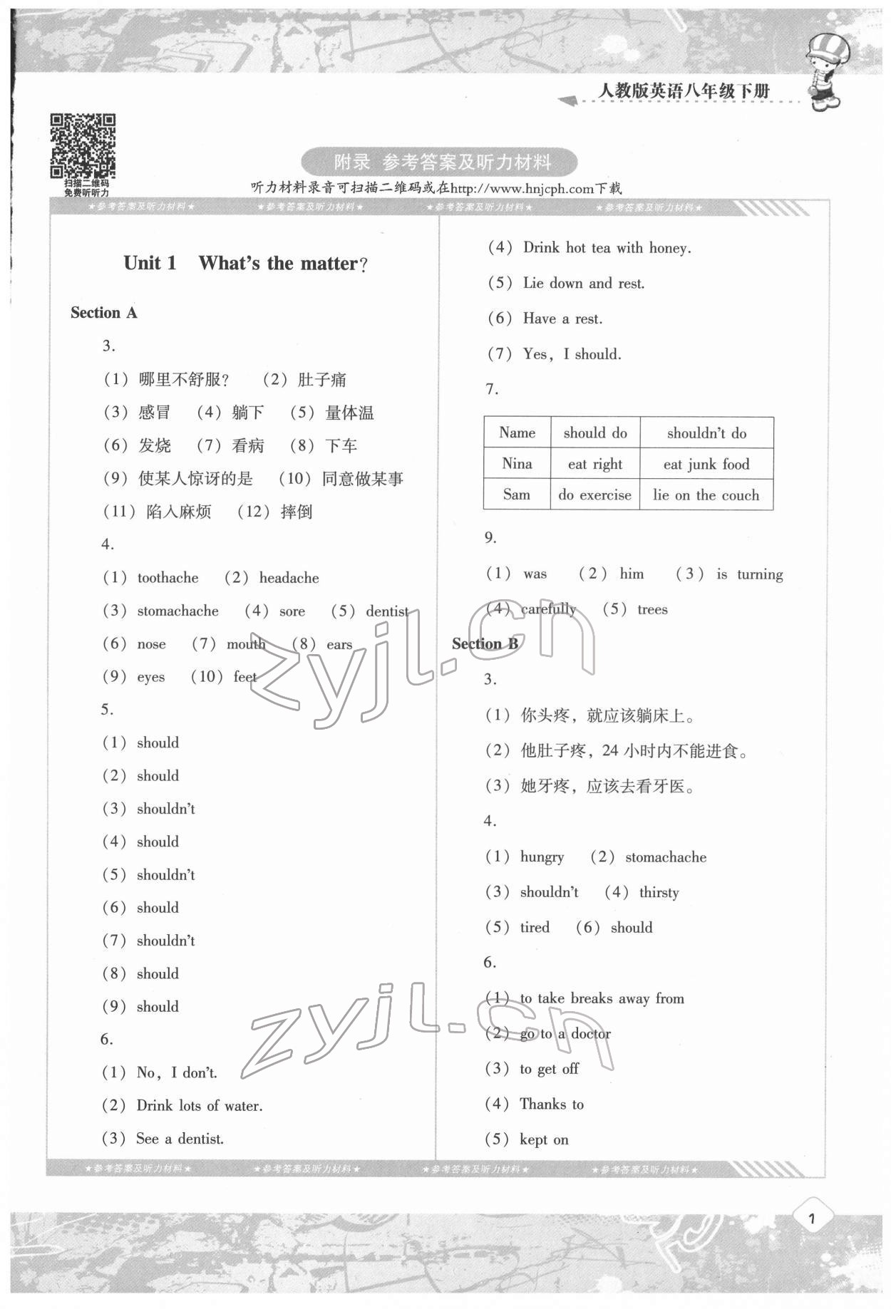 2022年同步實踐評價課程基礎訓練八年級英語下冊人教版 第1頁