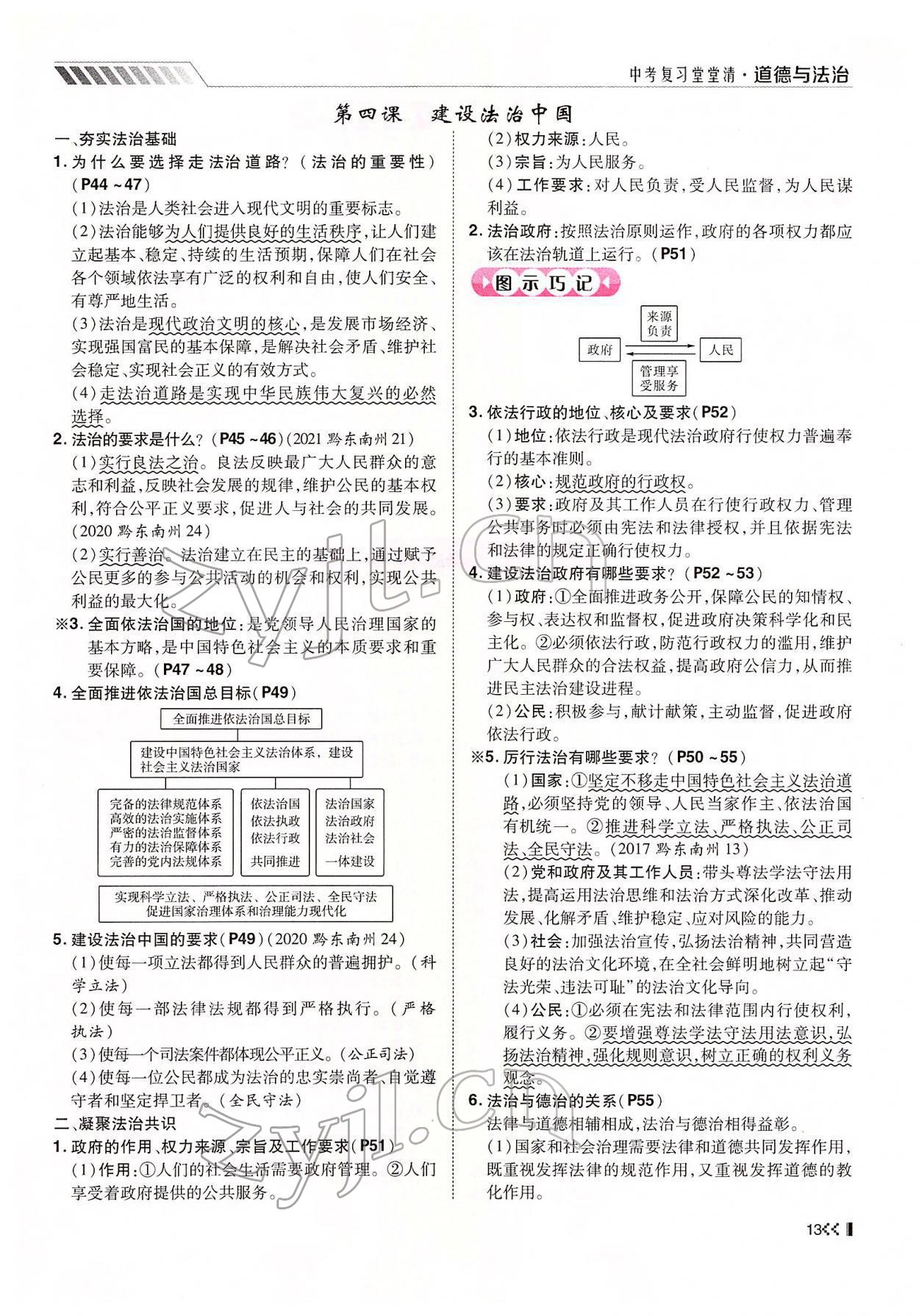 2022年名师学案中考复习堂堂清道德与法治中考黔东南专版 参考答案第22页