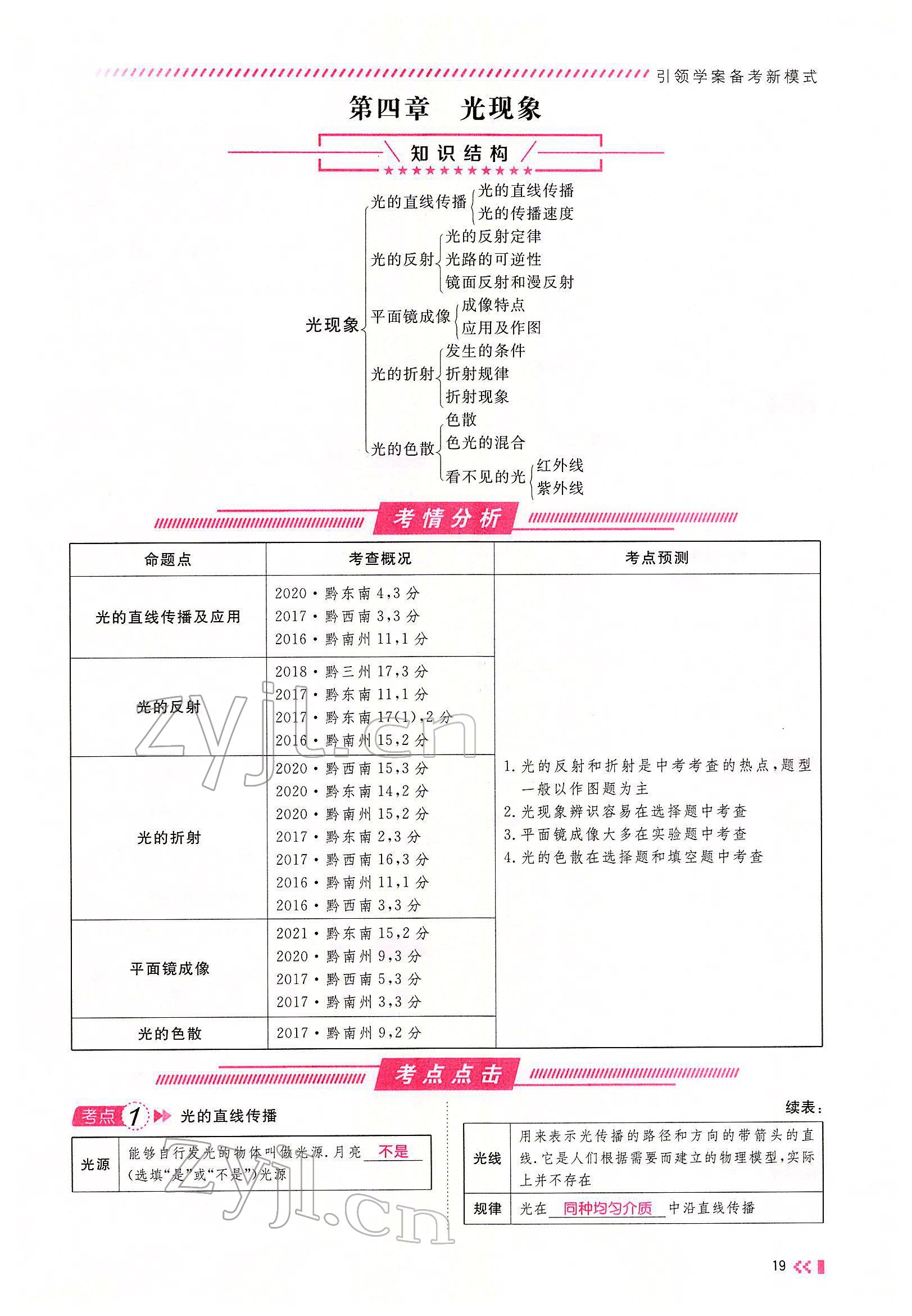 2022年名师学案中考复习堂堂清物理中考黔东南专版 参考答案第33页