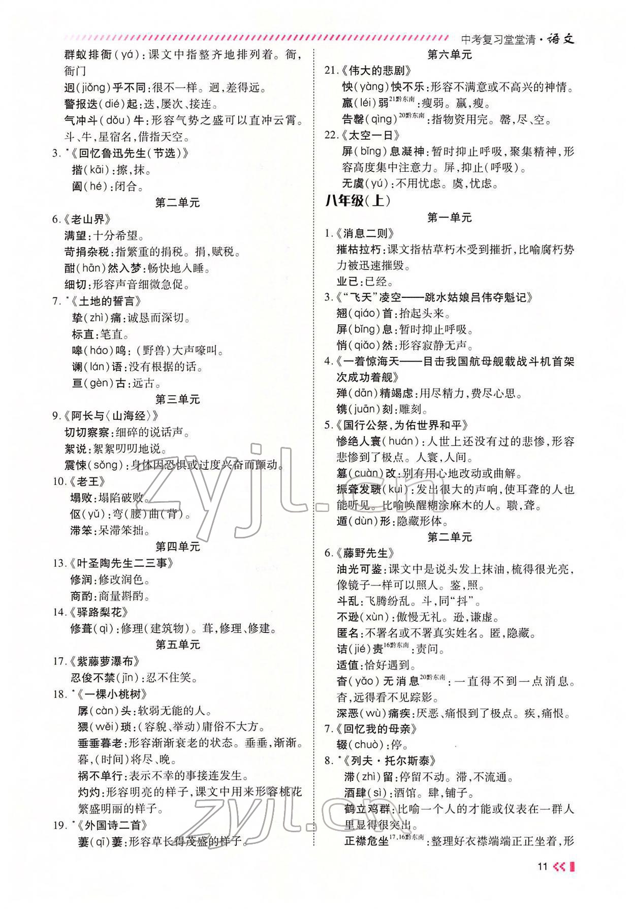 2022年名師學(xué)案中考復(fù)習(xí)堂堂清語文中考黔東南專版 參考答案第16頁