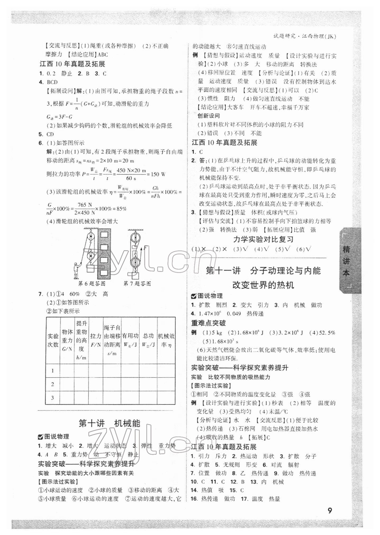 2022年萬唯中考試題研究物理教科版江西專版 參考答案第8頁