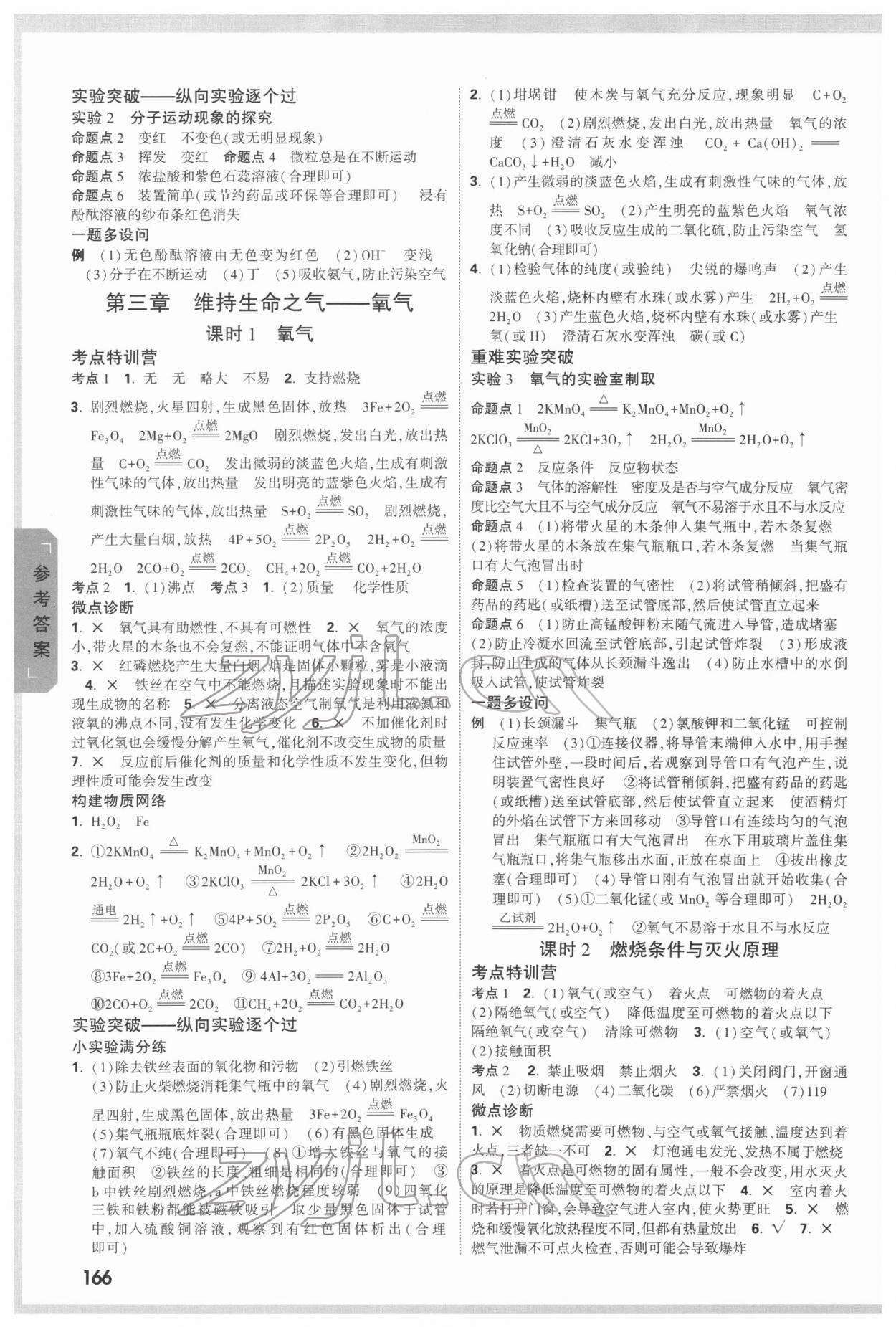 2022年万唯中考试题研究化学科粤版内蒙古专版 参考答案第2页