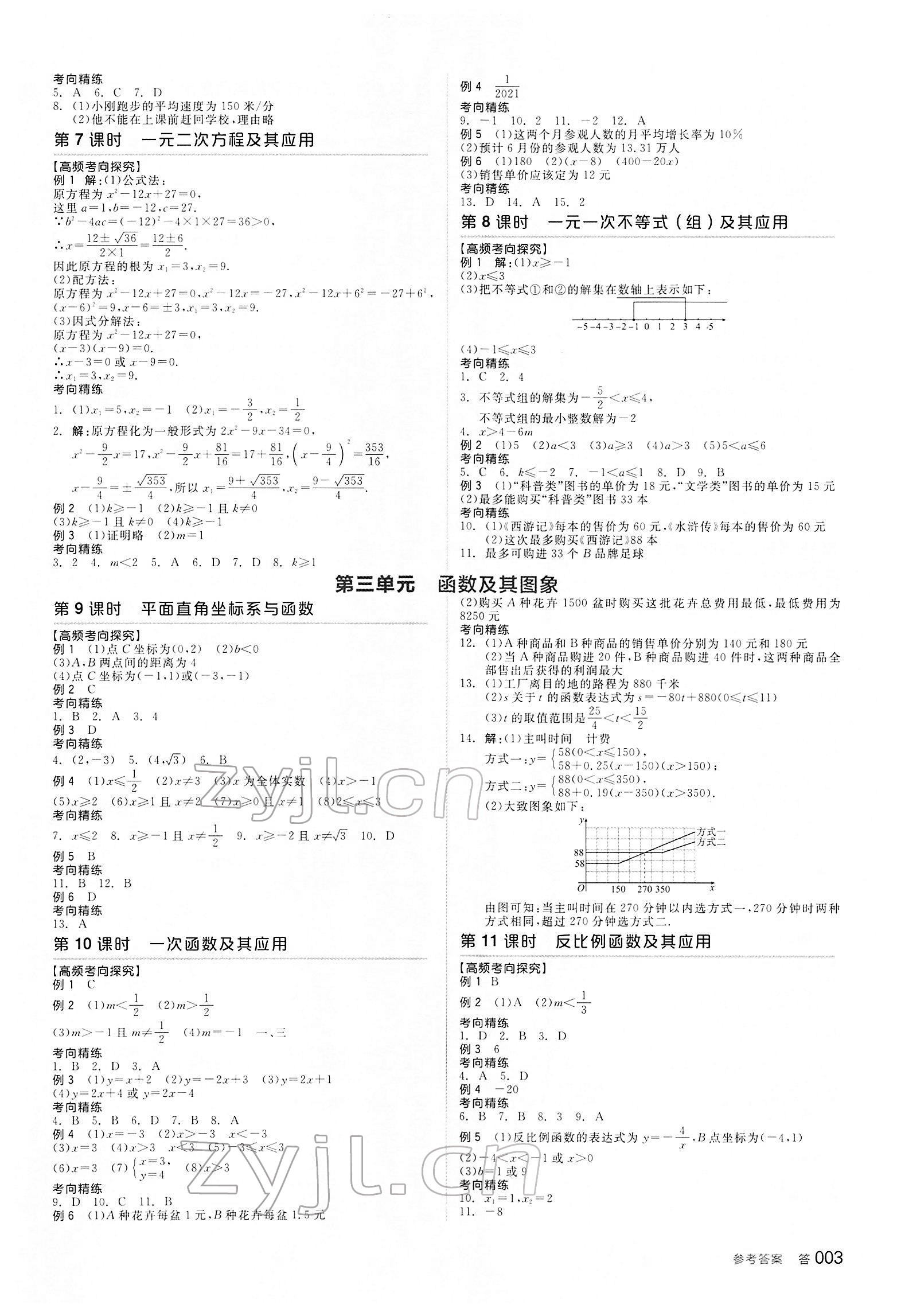 2022年全品中考復(fù)習(xí)方案數(shù)學(xué)內(nèi)蒙古專版 參考答案第2頁