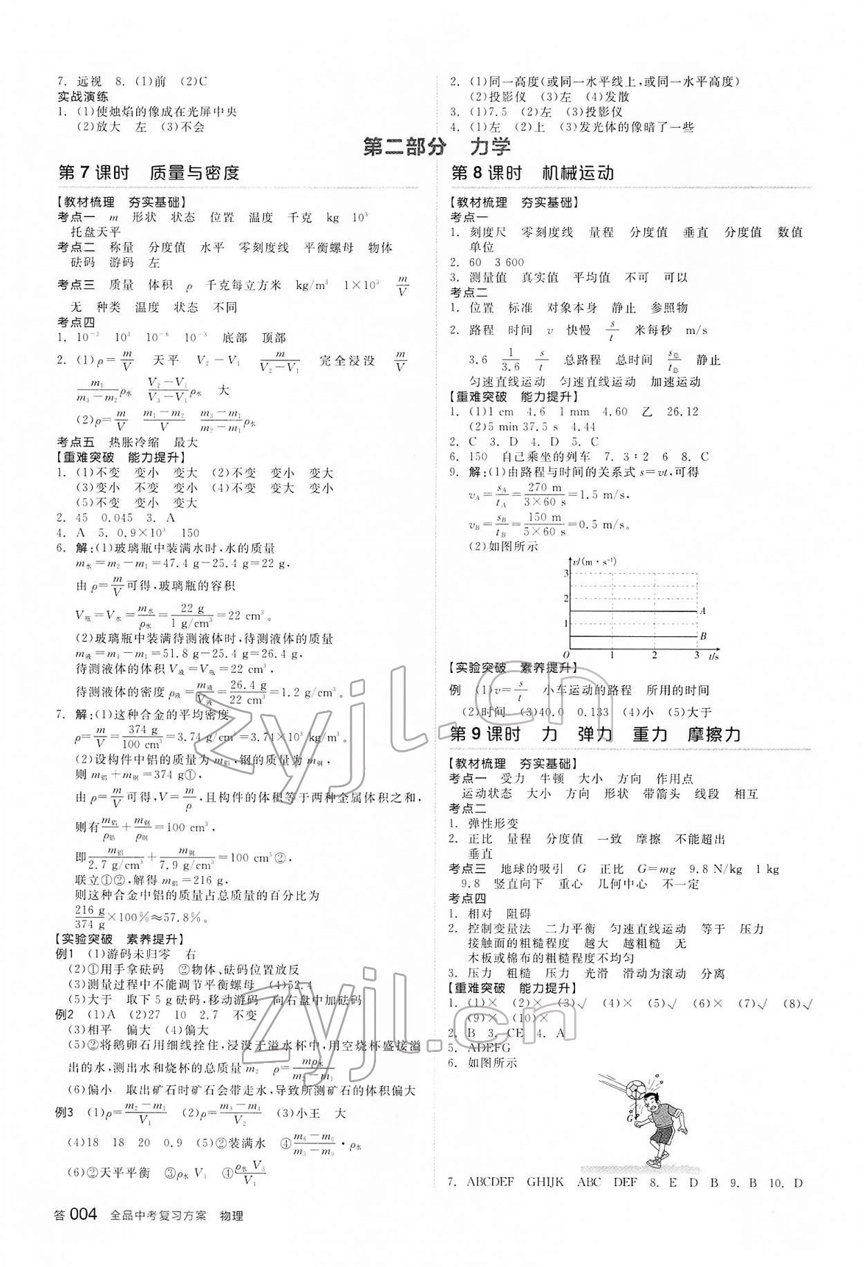 2022年全品中考復(fù)習(xí)方案物理內(nèi)蒙古專版 參考答案第3頁