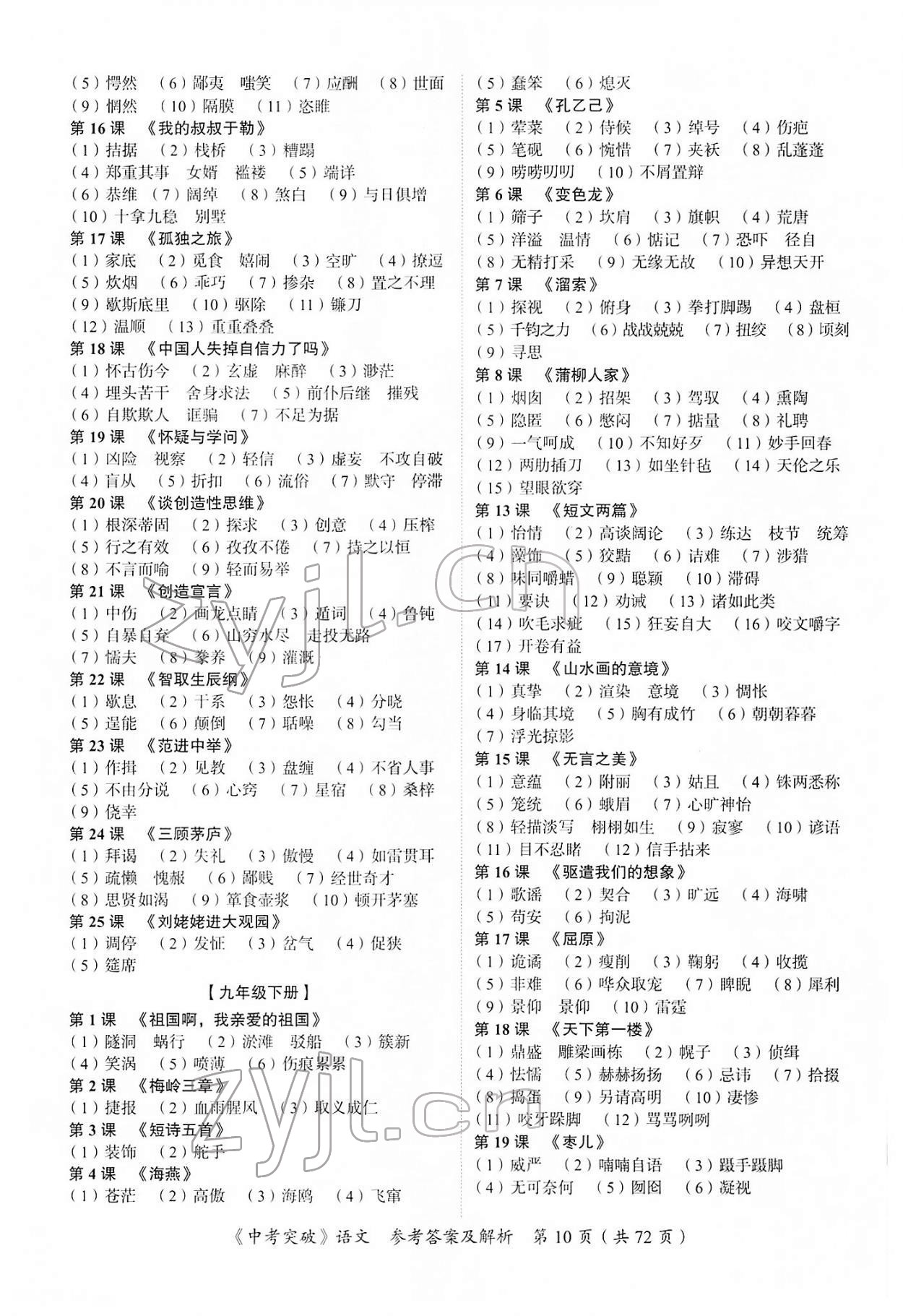 2022年中考突破語文 第10頁