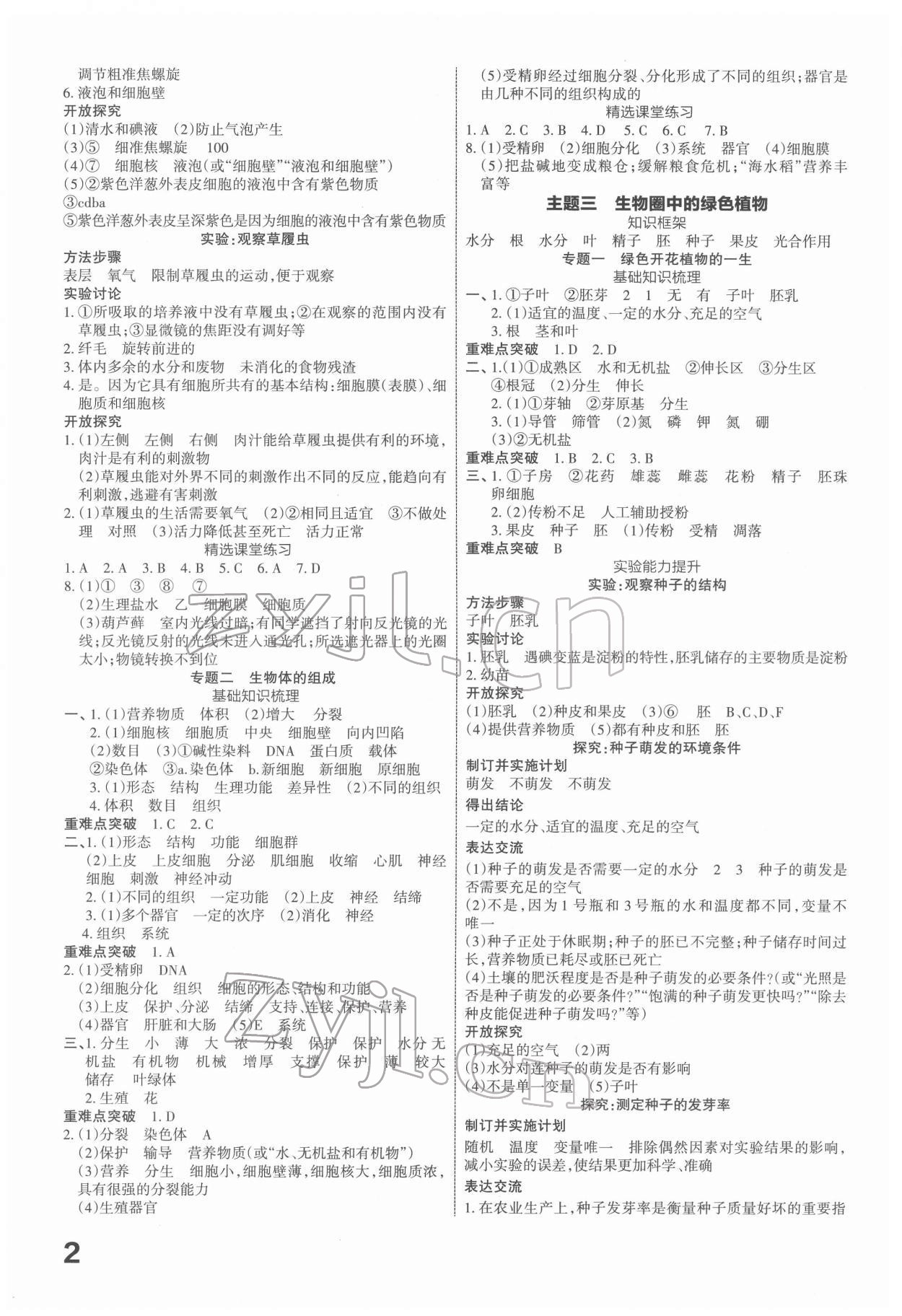 2022年滾動(dòng)遷移中考總復(fù)習(xí)生物山西專版 第2頁