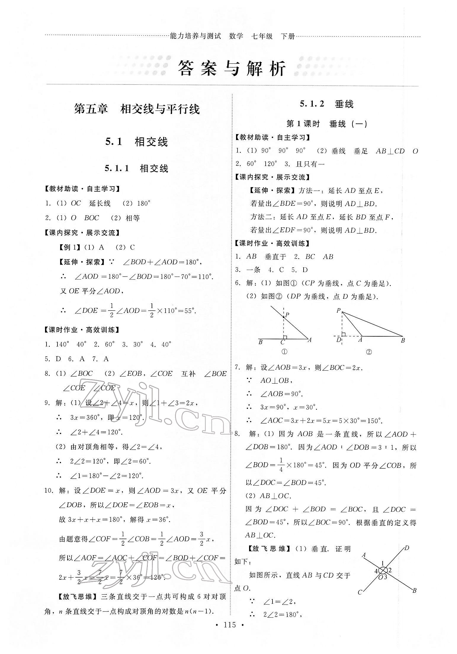 2022年能力培养与测试七年级数学下册人教版 第1页