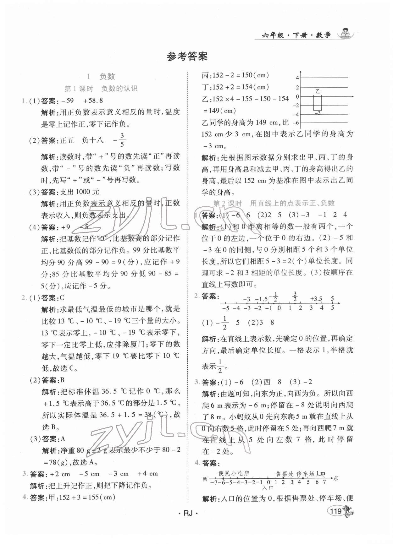 2022年尚學(xué)生香英才天天練六年級數(shù)學(xué)下冊人教版 第1頁