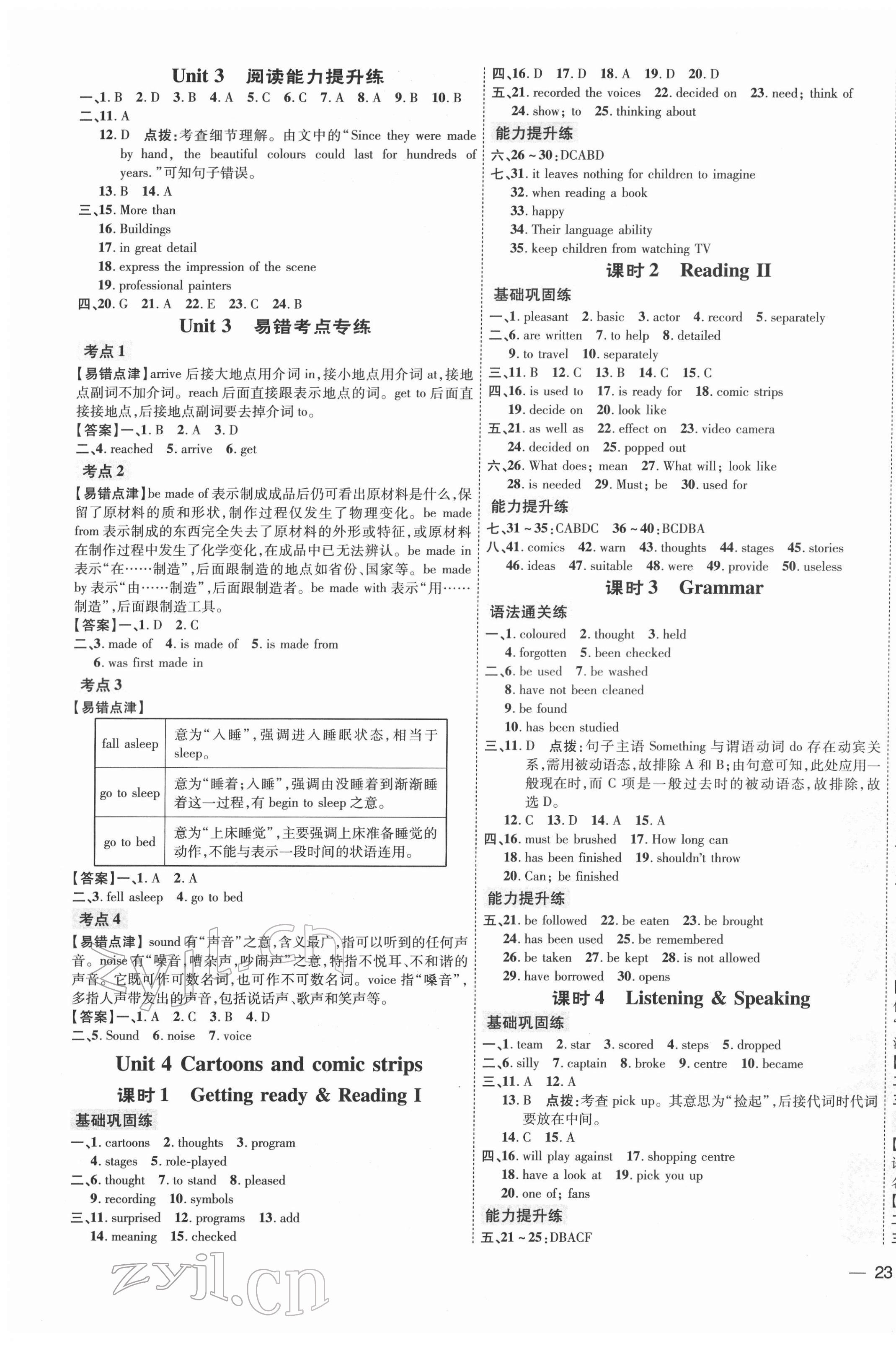 2022年点拨训练八年级英语下册沪教版 参考答案第5页