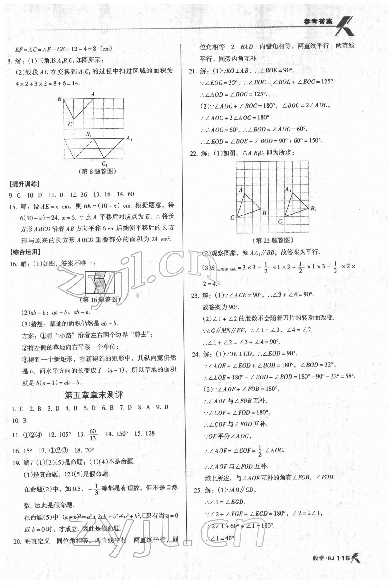 2022年全优点练课计划七年级数学下册人教版 参考答案第8页