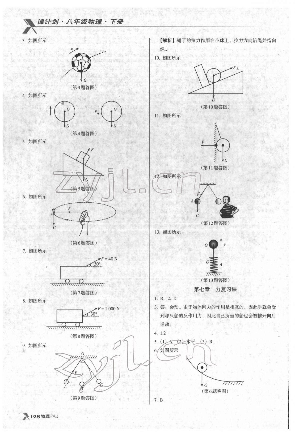 2022年全優(yōu)點(diǎn)練課計(jì)劃八年級(jí)物理下冊(cè)人教版 參考答案第3頁(yè)