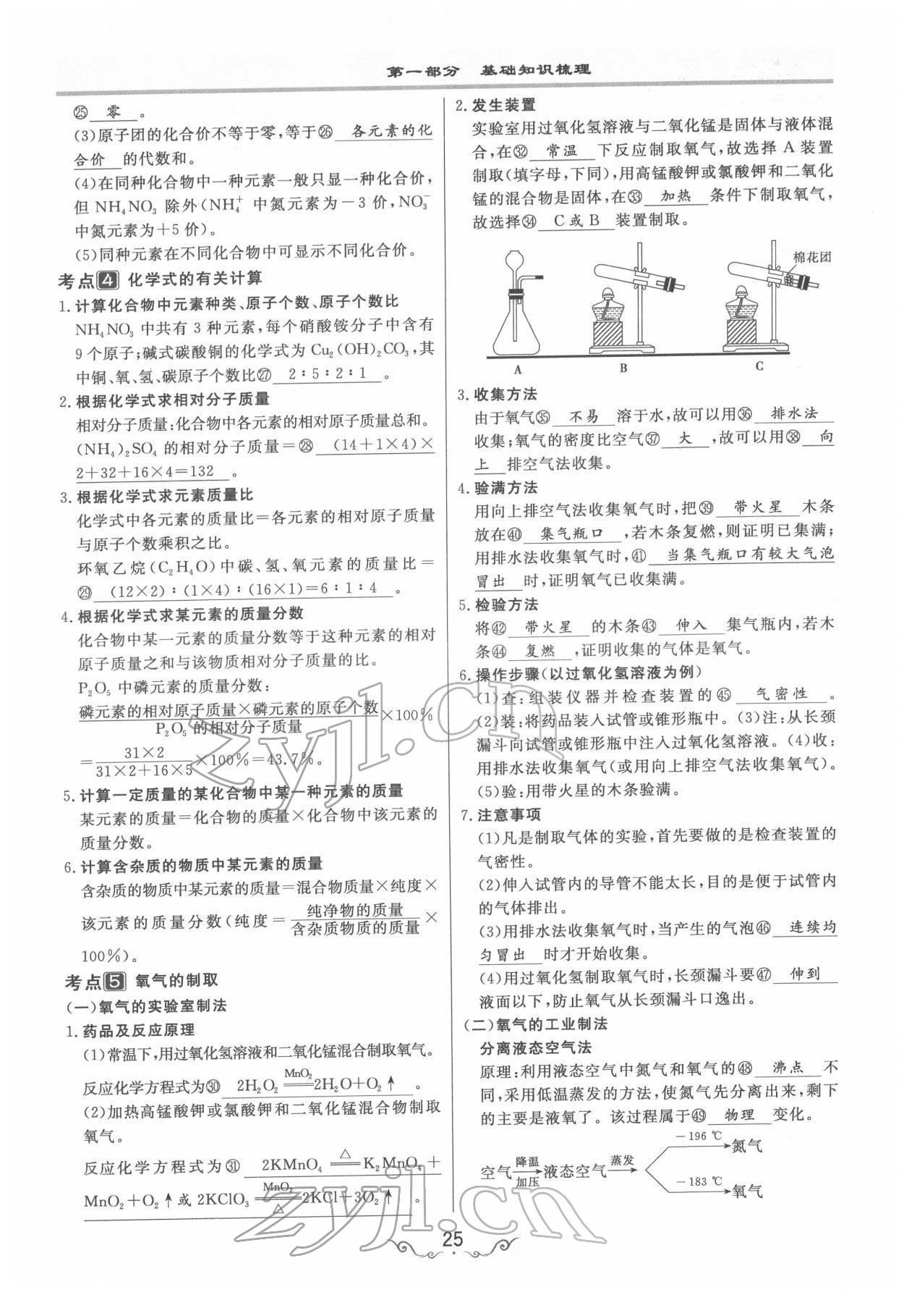 2022年簡(jiǎn)易通中考總復(fù)習(xí)化學(xué) 參考答案第25頁(yè)