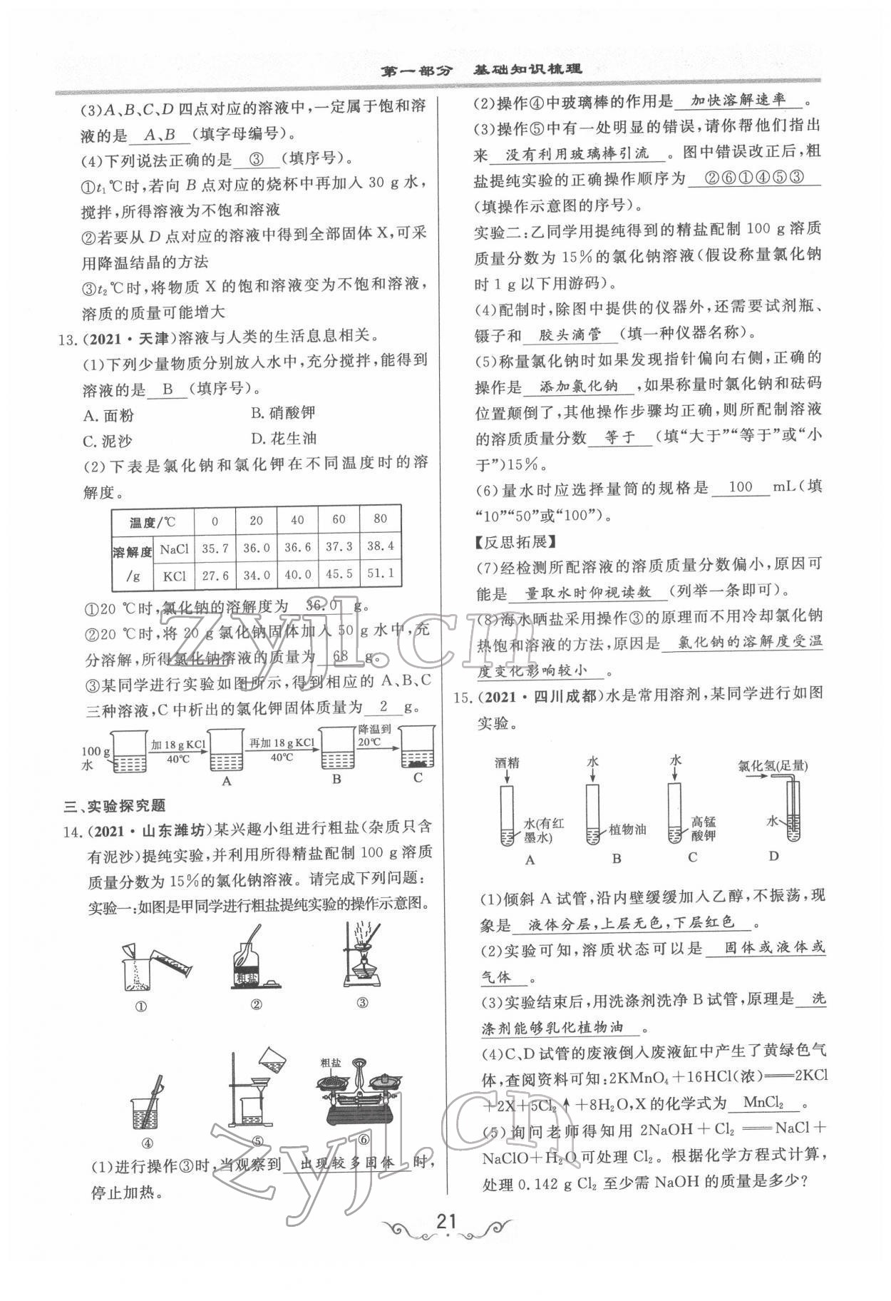 2022年簡(jiǎn)易通中考總復(fù)習(xí)化學(xué) 參考答案第21頁