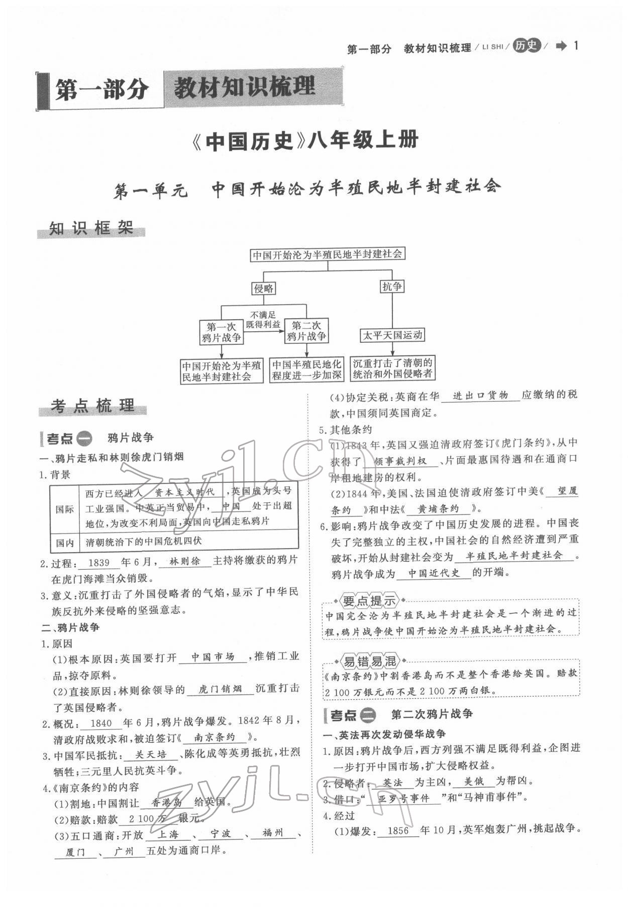 2022年簡易通中考總復(fù)習(xí)歷史 參考答案第1頁