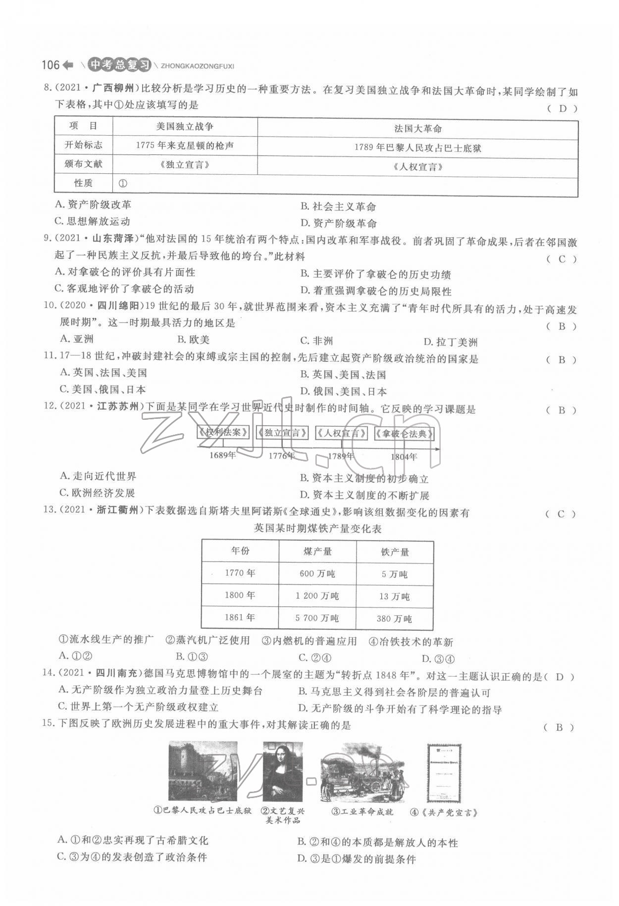 2022年簡(jiǎn)易通中考總復(fù)習(xí)歷史 參考答案第6頁(yè)