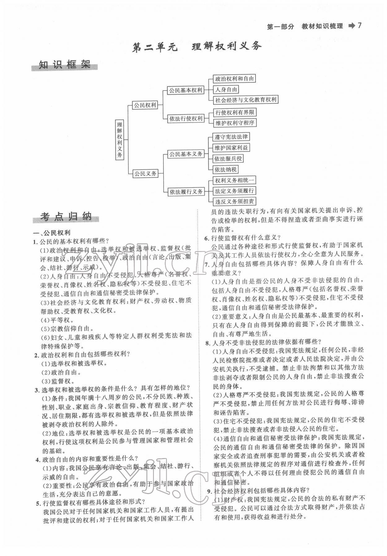 2022年簡易通中考總復習道德與法治 參考答案第7頁