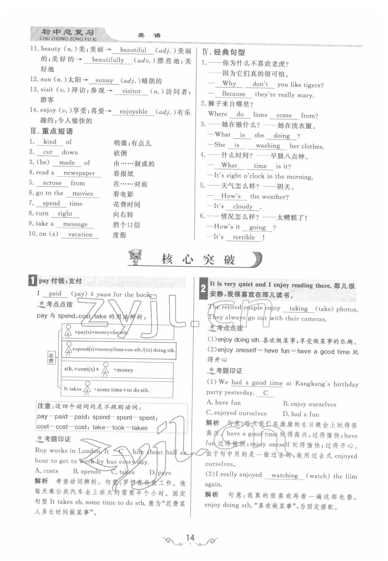 2022年簡易通中考總復(fù)習(xí)英語 參考答案第14頁