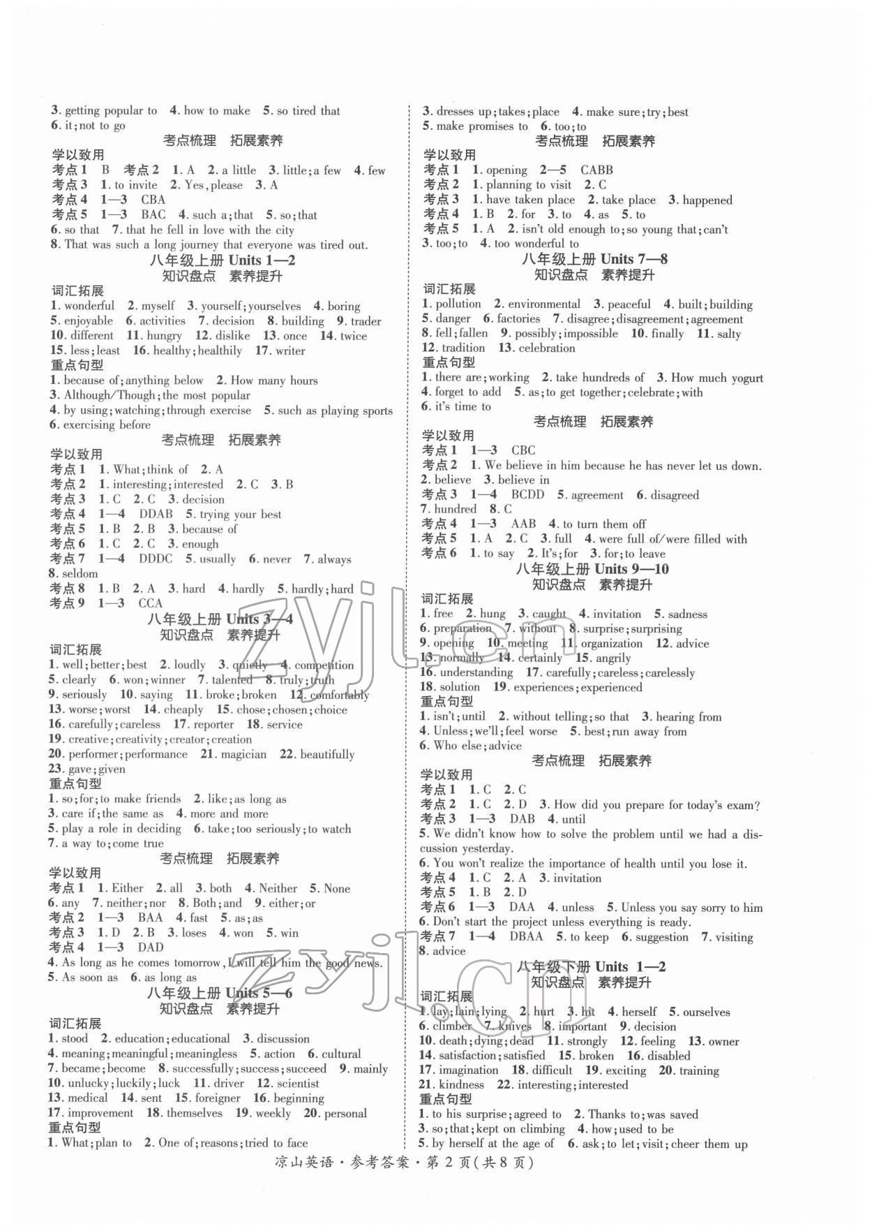 2022年国华考试中考总动员英语凉山专版 第2页