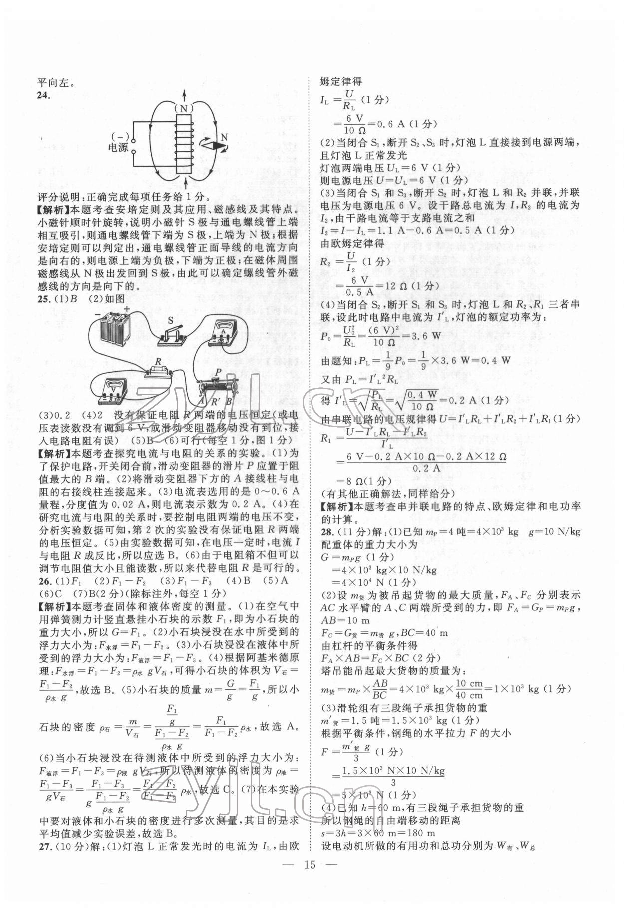 2022年智慧萬羽四川中考2021全國中考試題薈萃物理 參考答案第15頁