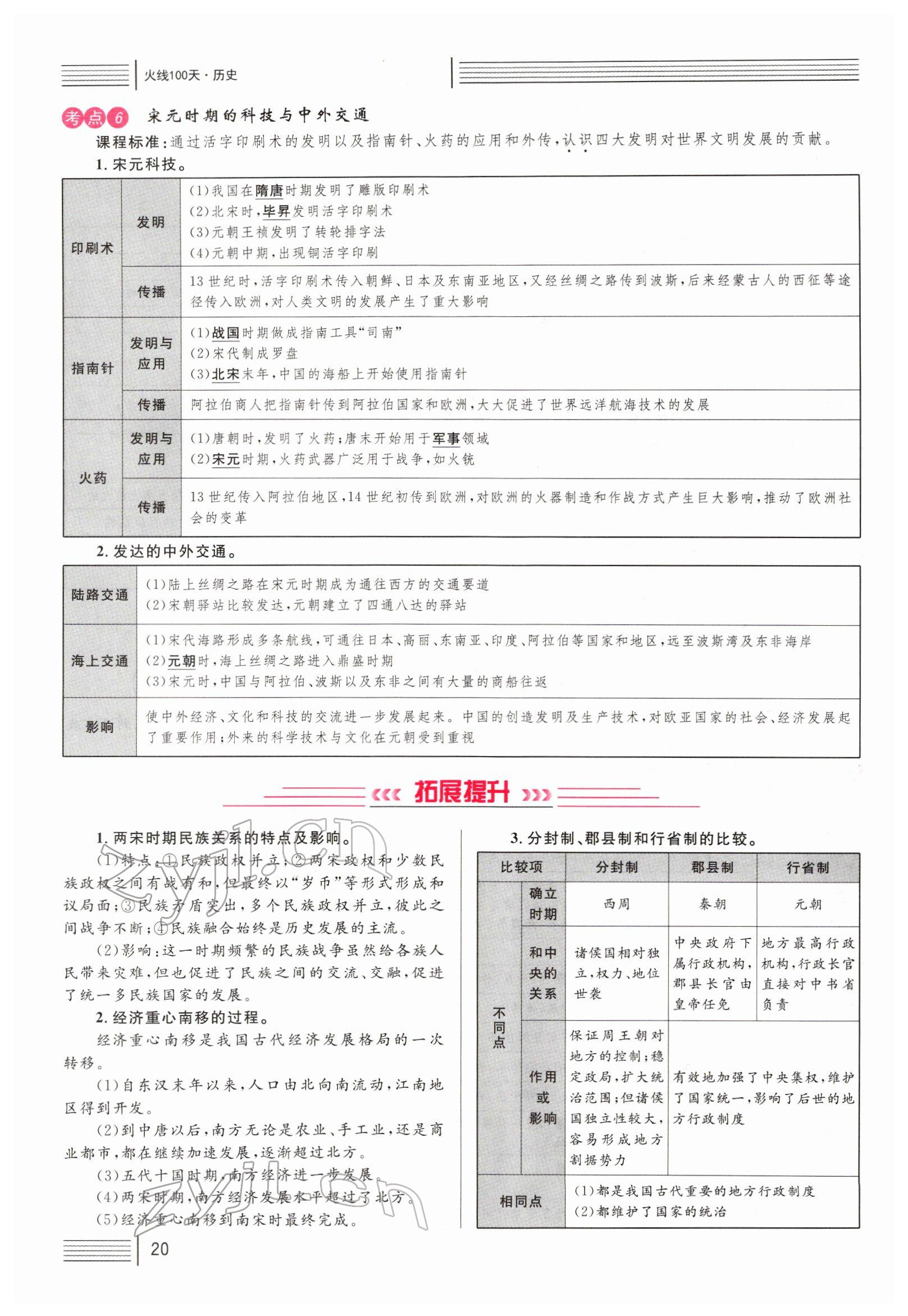 2022年火线100天中考滚动复习法历史四川专版 参考答案第20页