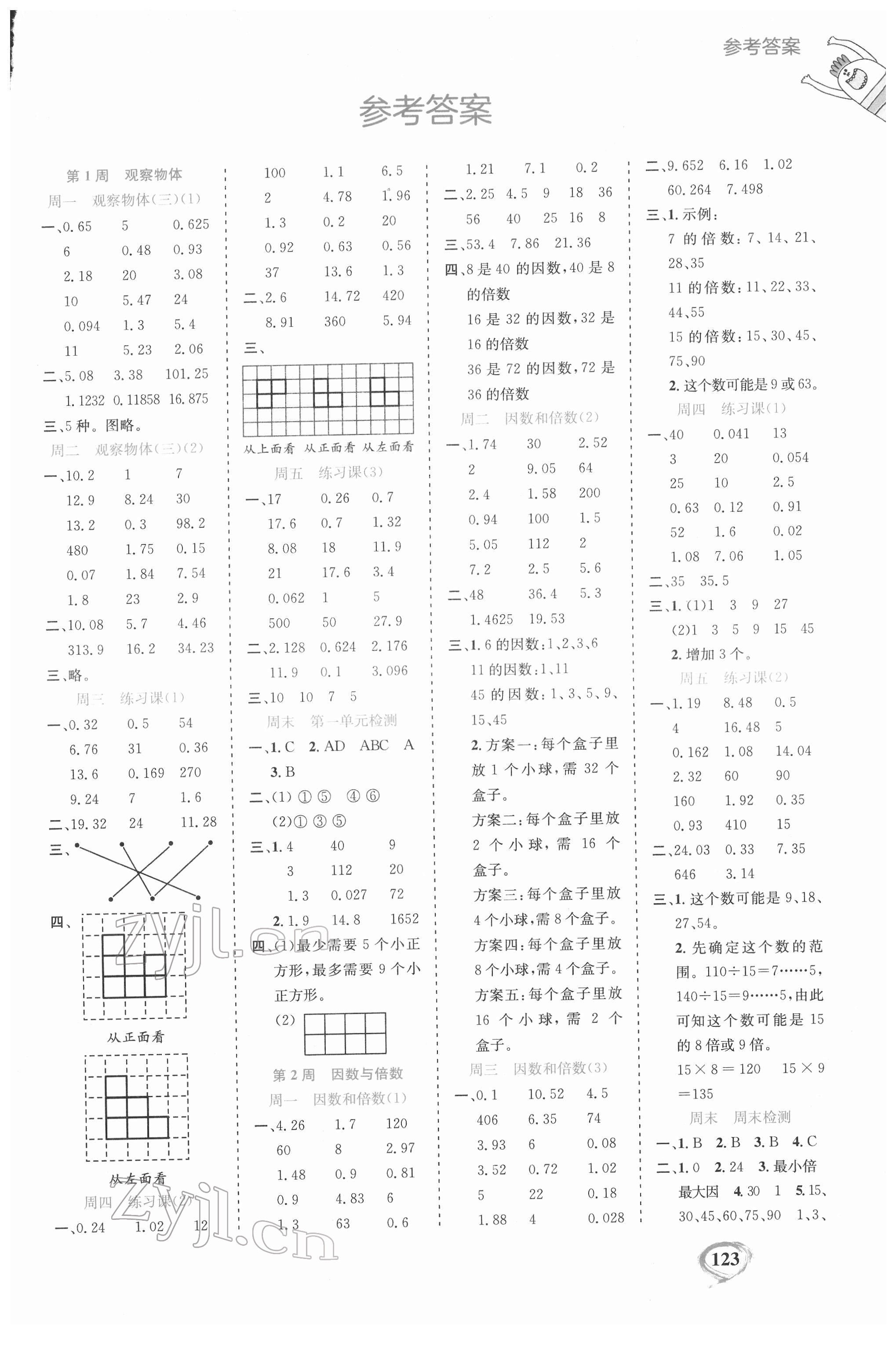 2022年計算全能五年級數(shù)學(xué)下冊人教版 第1頁