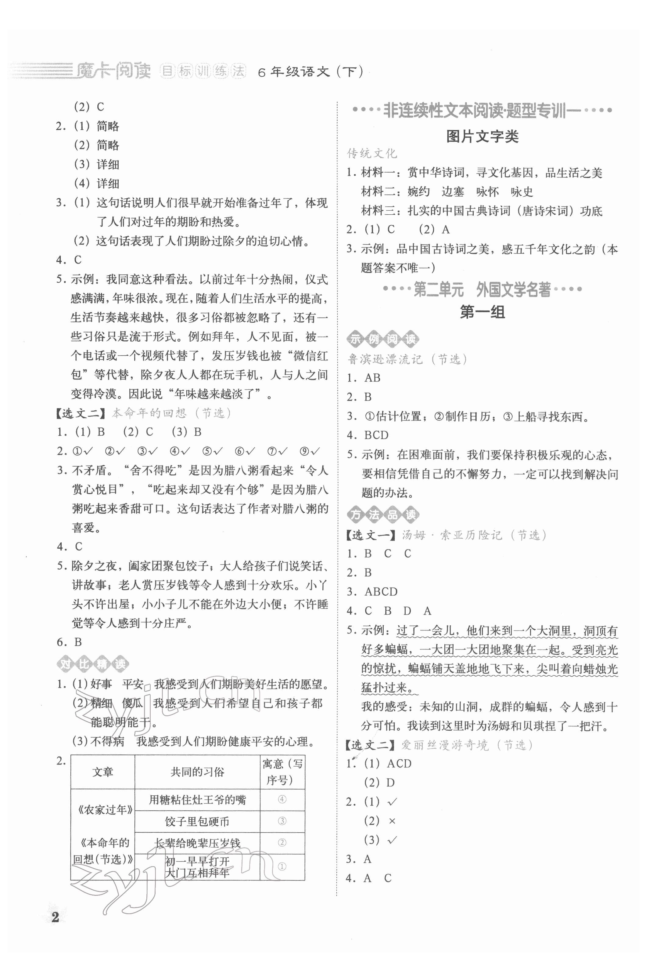 2022年魔卡閱讀目標訓練法六年級語文下冊人教版 第2頁