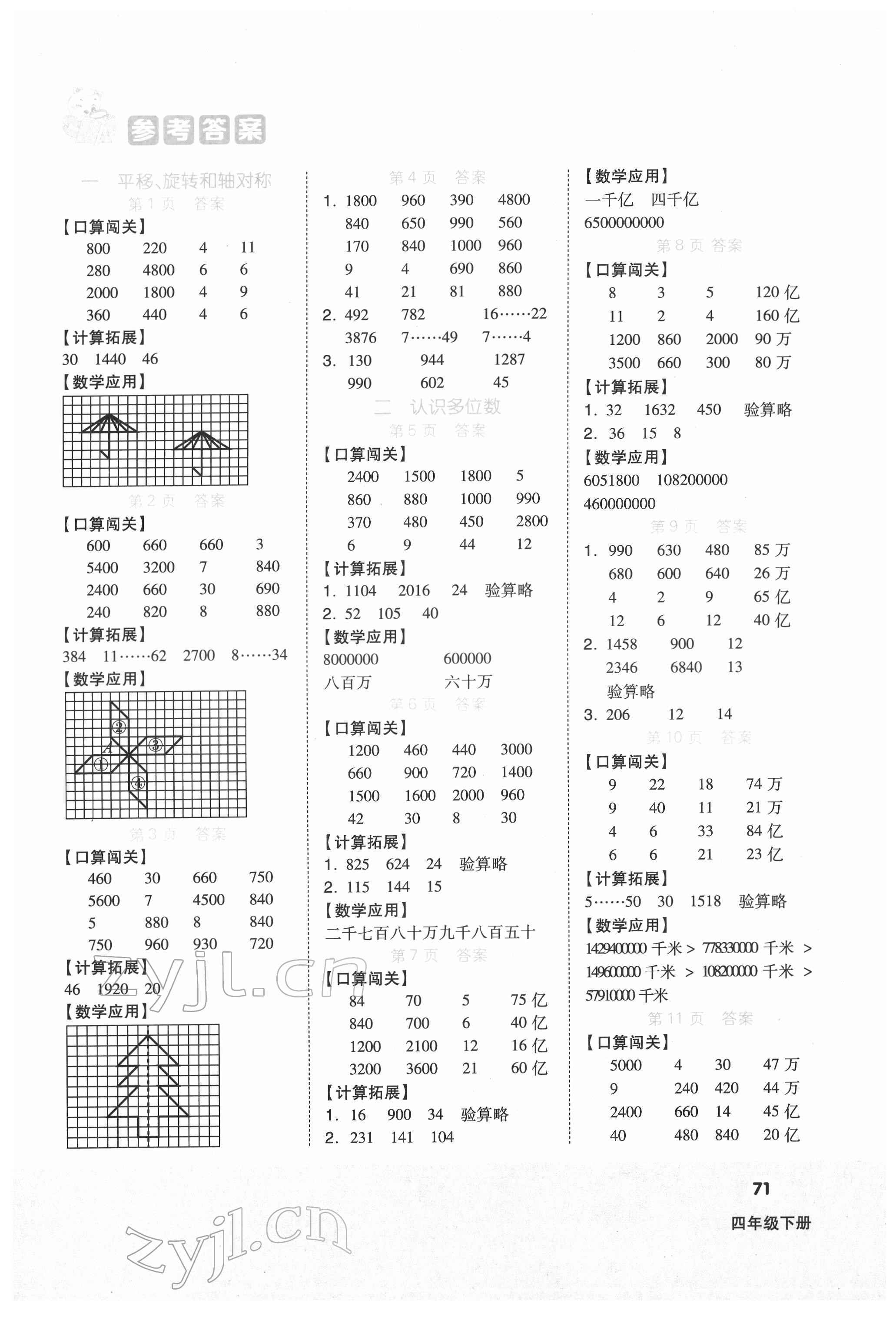 2022年階梯口算四年級數學下冊蘇教版 第1頁