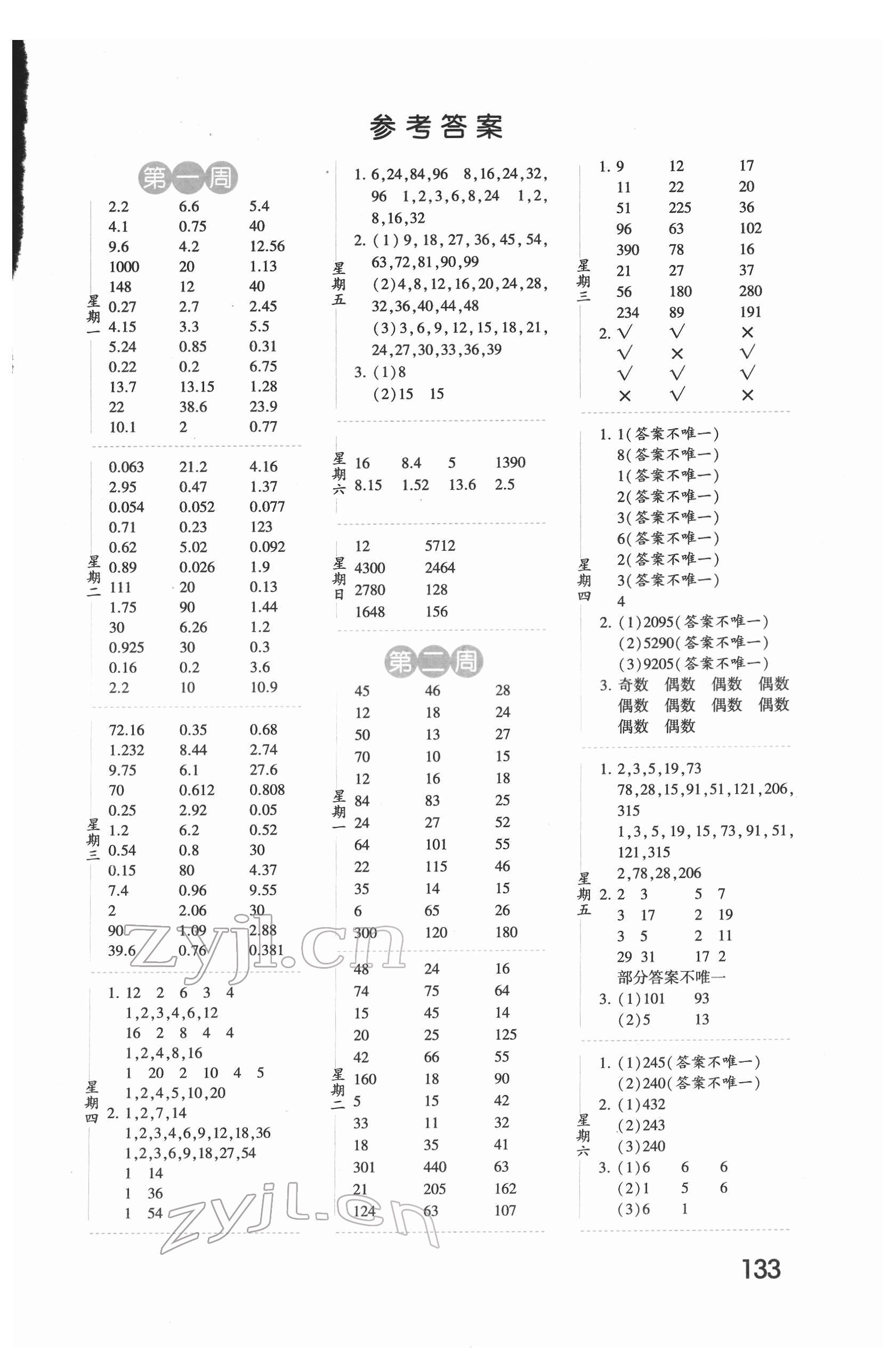 2022年經(jīng)綸學(xué)典口算達(dá)人五年級(jí)數(shù)學(xué)下冊(cè)人教版 第1頁