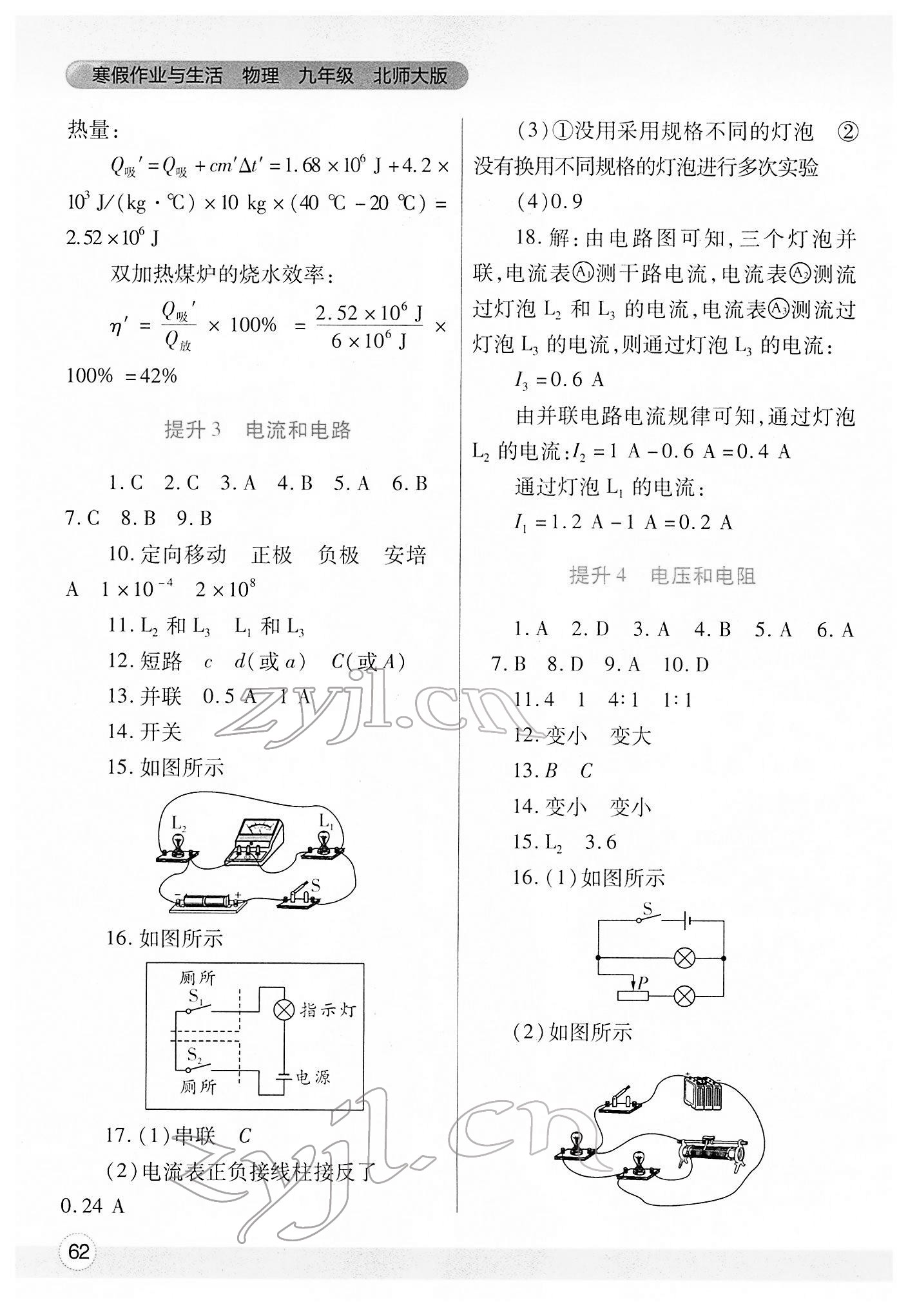 2022年寒假作業(yè)與生活九年級物理北師大版陜西師范大學(xué)出版總社 第2頁