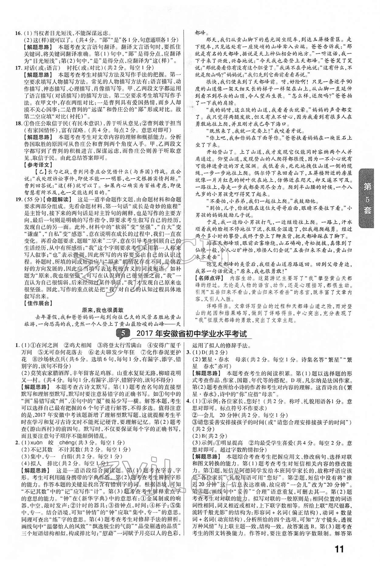 2022年金考卷中考45套匯編語(yǔ)文人教版安徽專版 第11頁(yè)