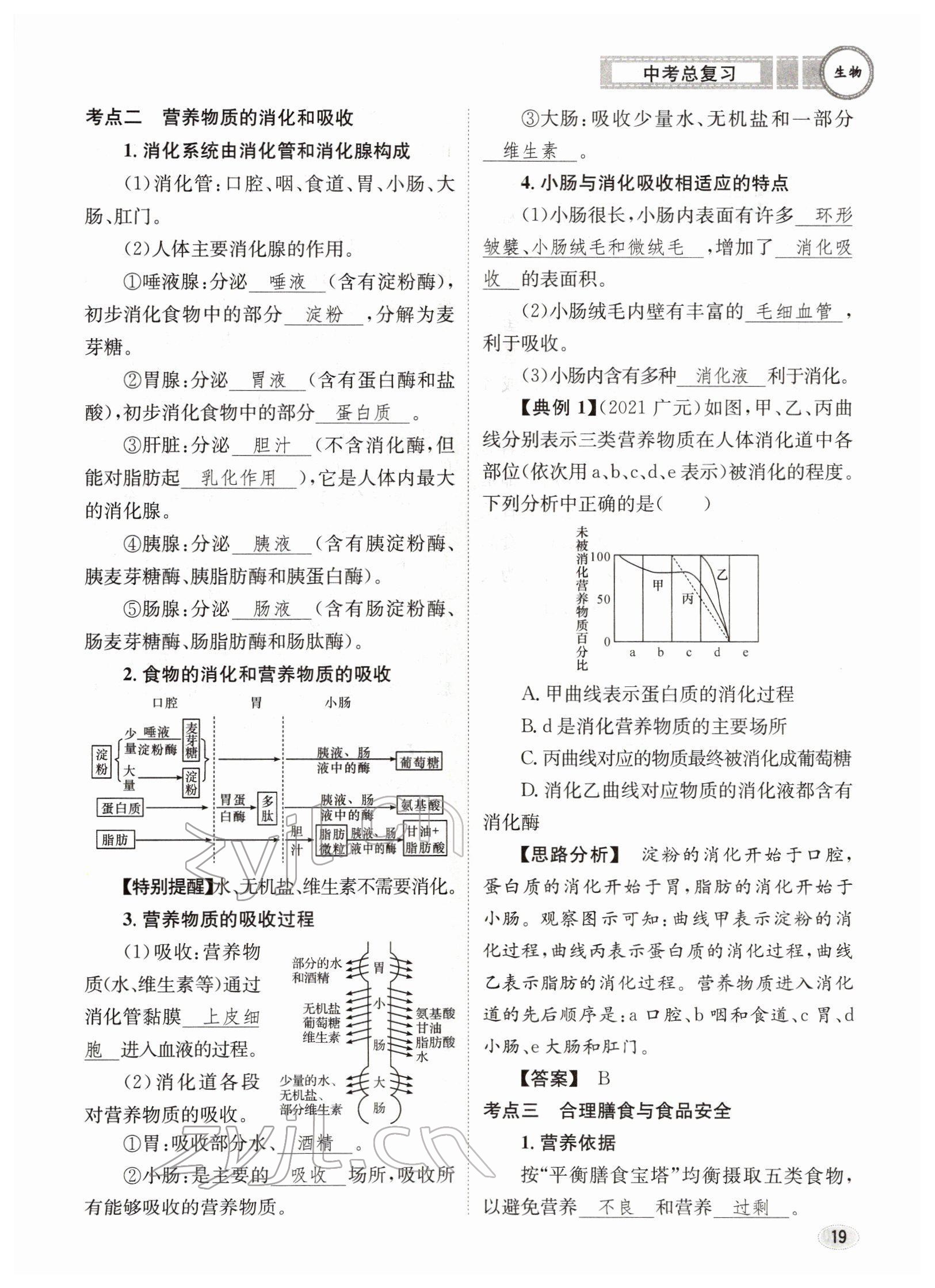 2022年中考總復(fù)習(xí)長江出版社生物 參考答案第19頁