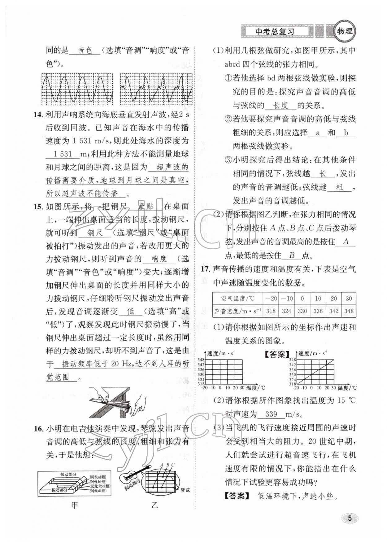 2022年中考总复习长江出版社物理 参考答案第5页