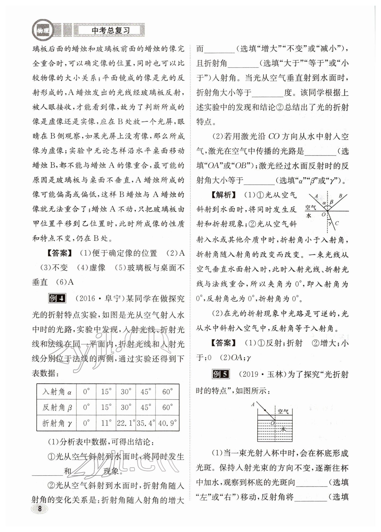 2022年中考總復習長江出版社物理 參考答案第8頁