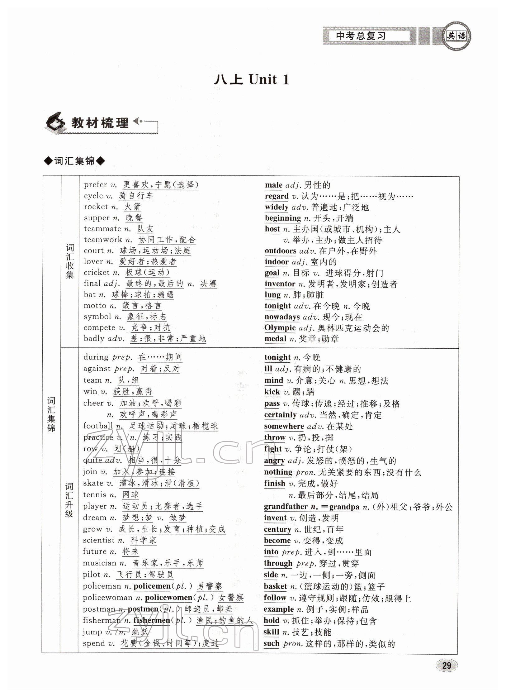 2022年中考总复习长江出版社英语 参考答案第29页