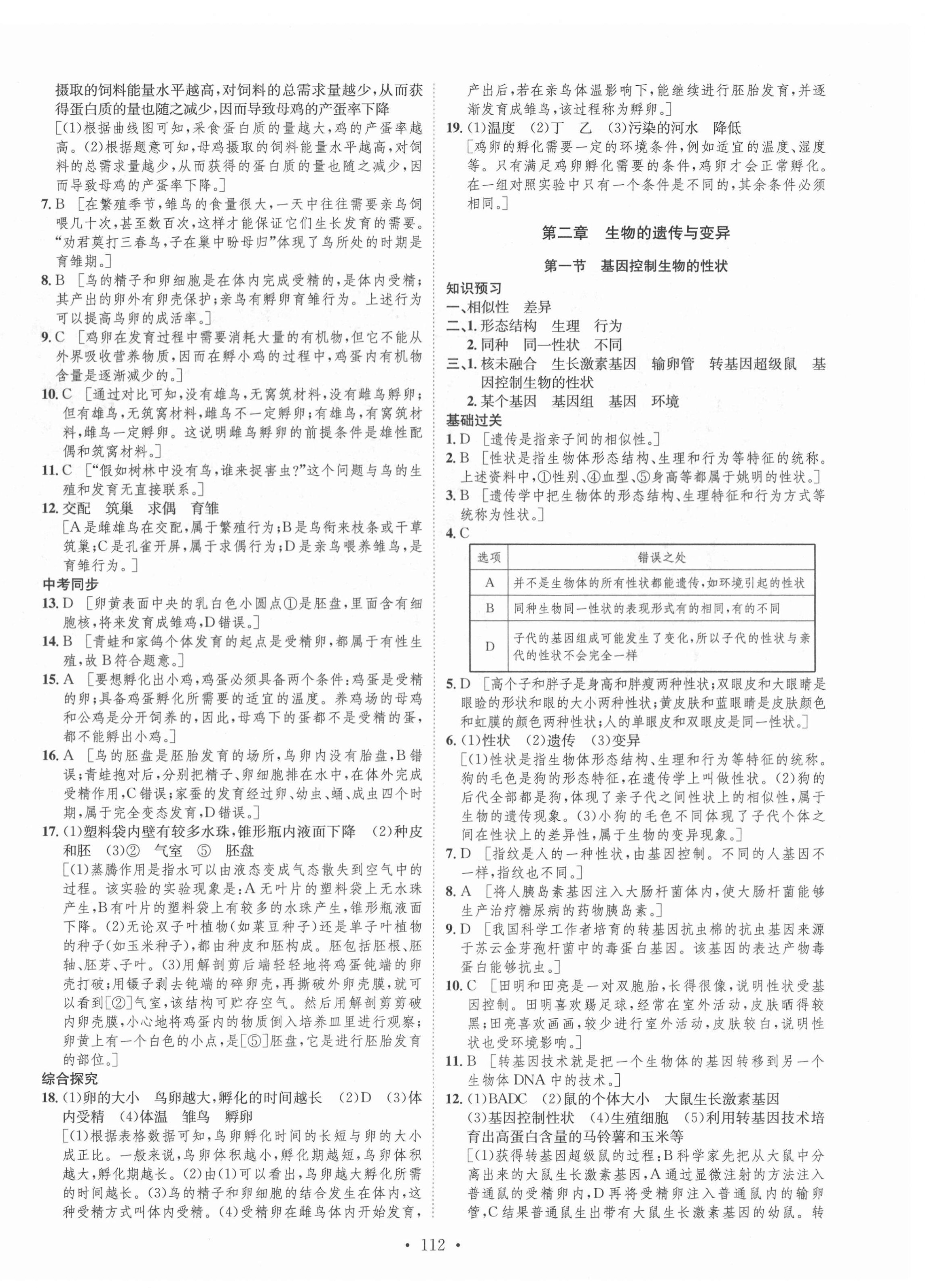 2022年思路教練同步課時(shí)作業(yè)八年級(jí)生物下冊人教版 第4頁