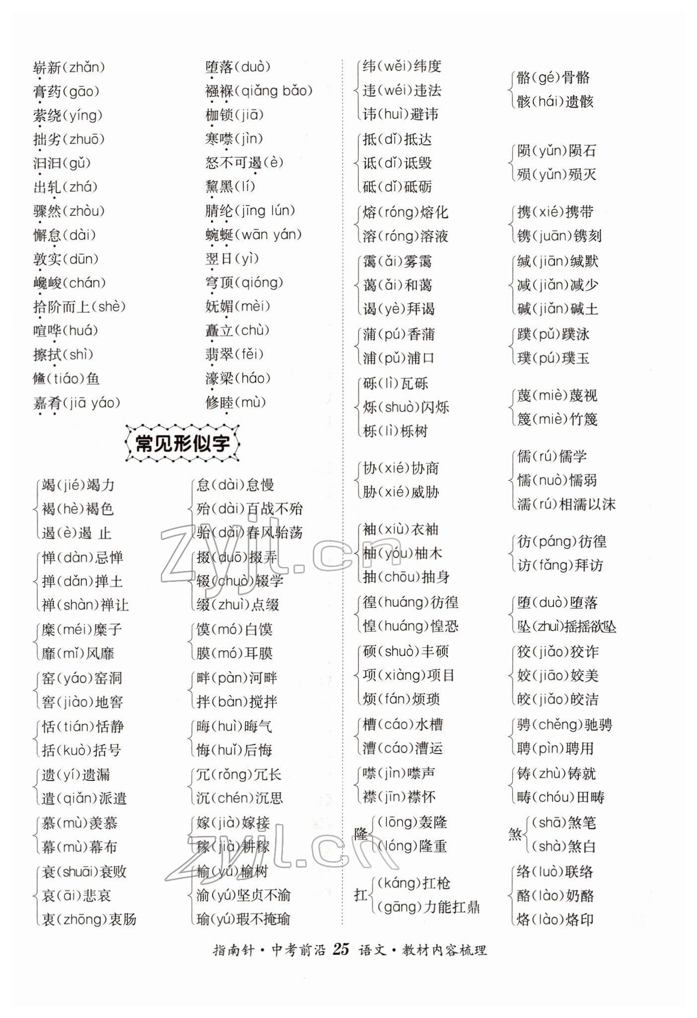 2022年指南針中考前沿語(yǔ)文 參考答案第25頁(yè)