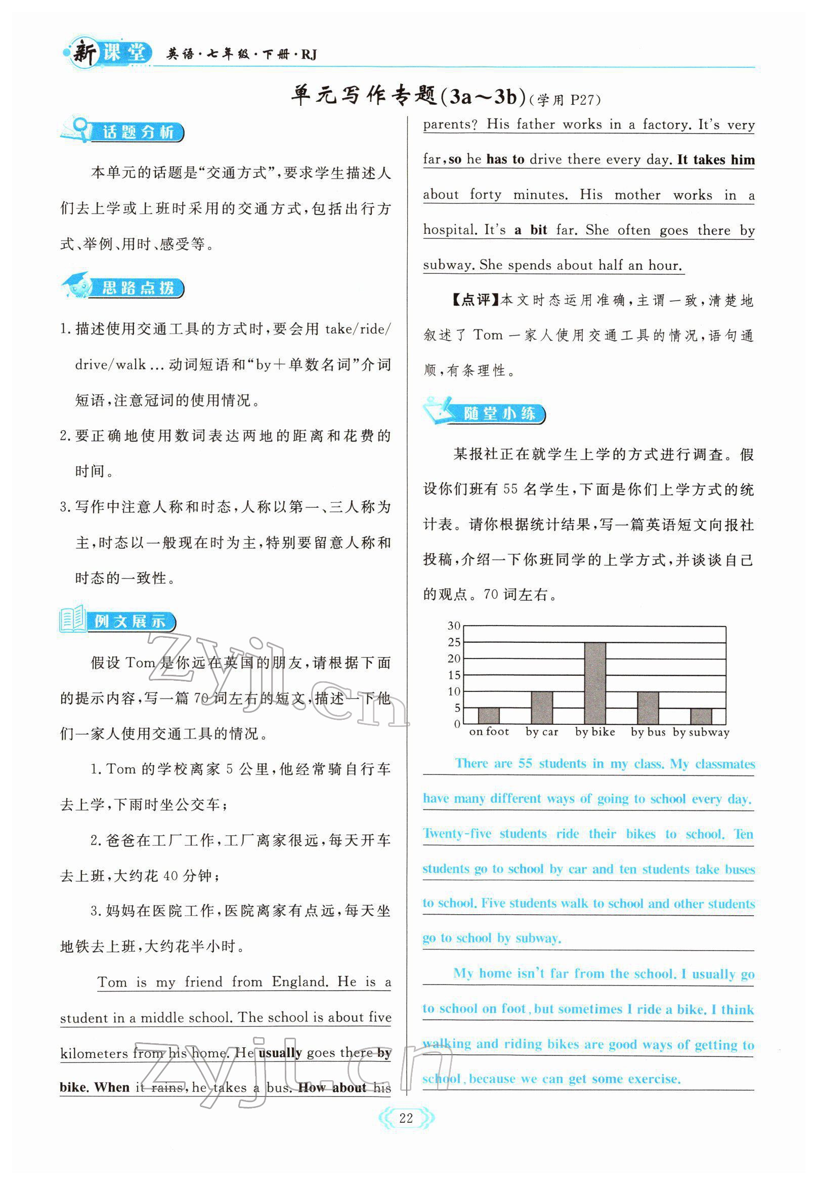 2022年启航新课堂七年级英语下册人教版 参考答案第22页