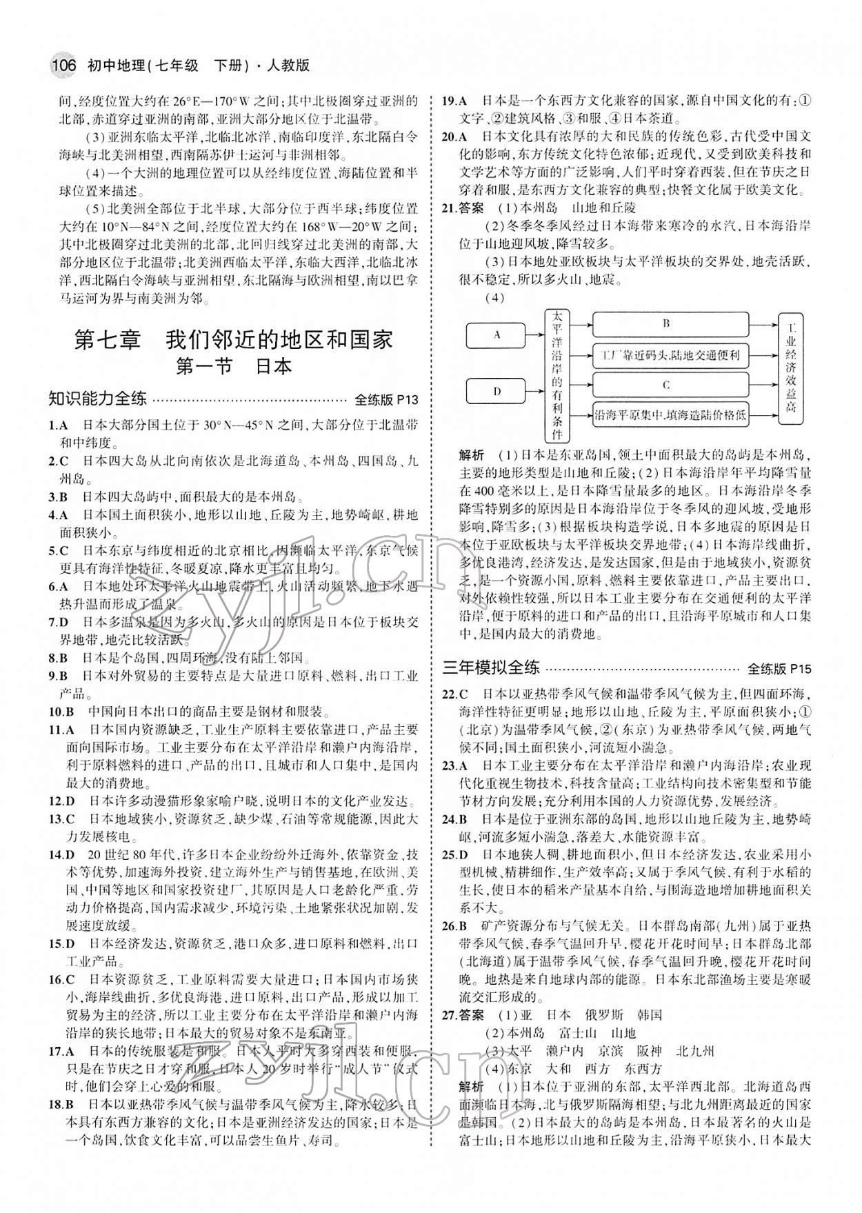 2022年5年中考3年模擬七年級地理下冊人教版 第4頁