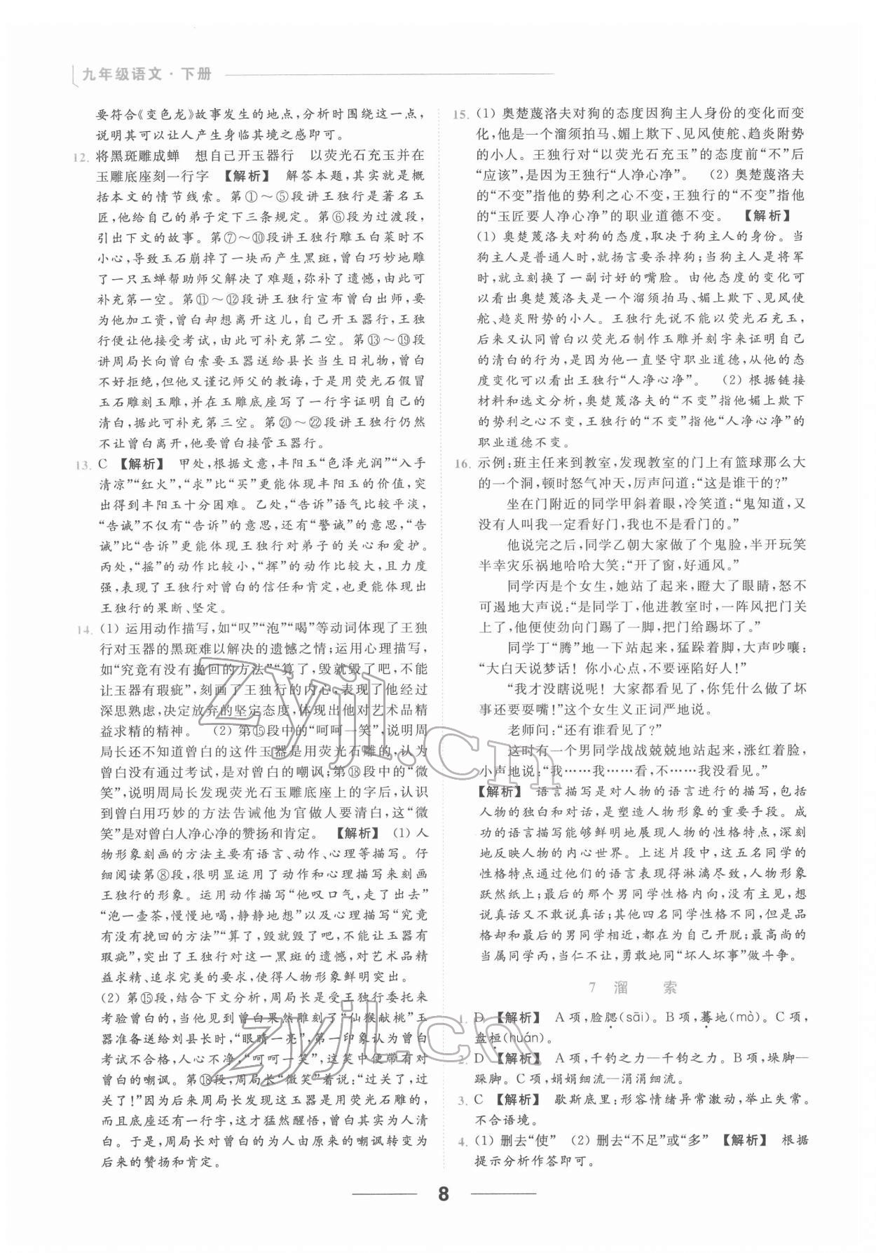 2022年亮點(diǎn)給力提優(yōu)課時(shí)作業(yè)本九年級(jí)語(yǔ)文下冊(cè)人教版 第8頁(yè)