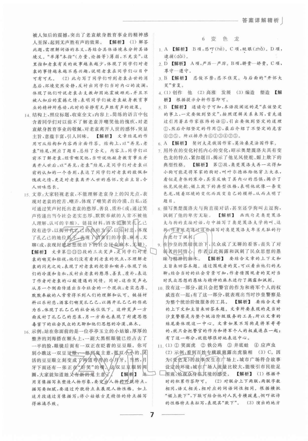 2022年亮點(diǎn)給力提優(yōu)課時(shí)作業(yè)本九年級(jí)語(yǔ)文下冊(cè)人教版 第7頁(yè)