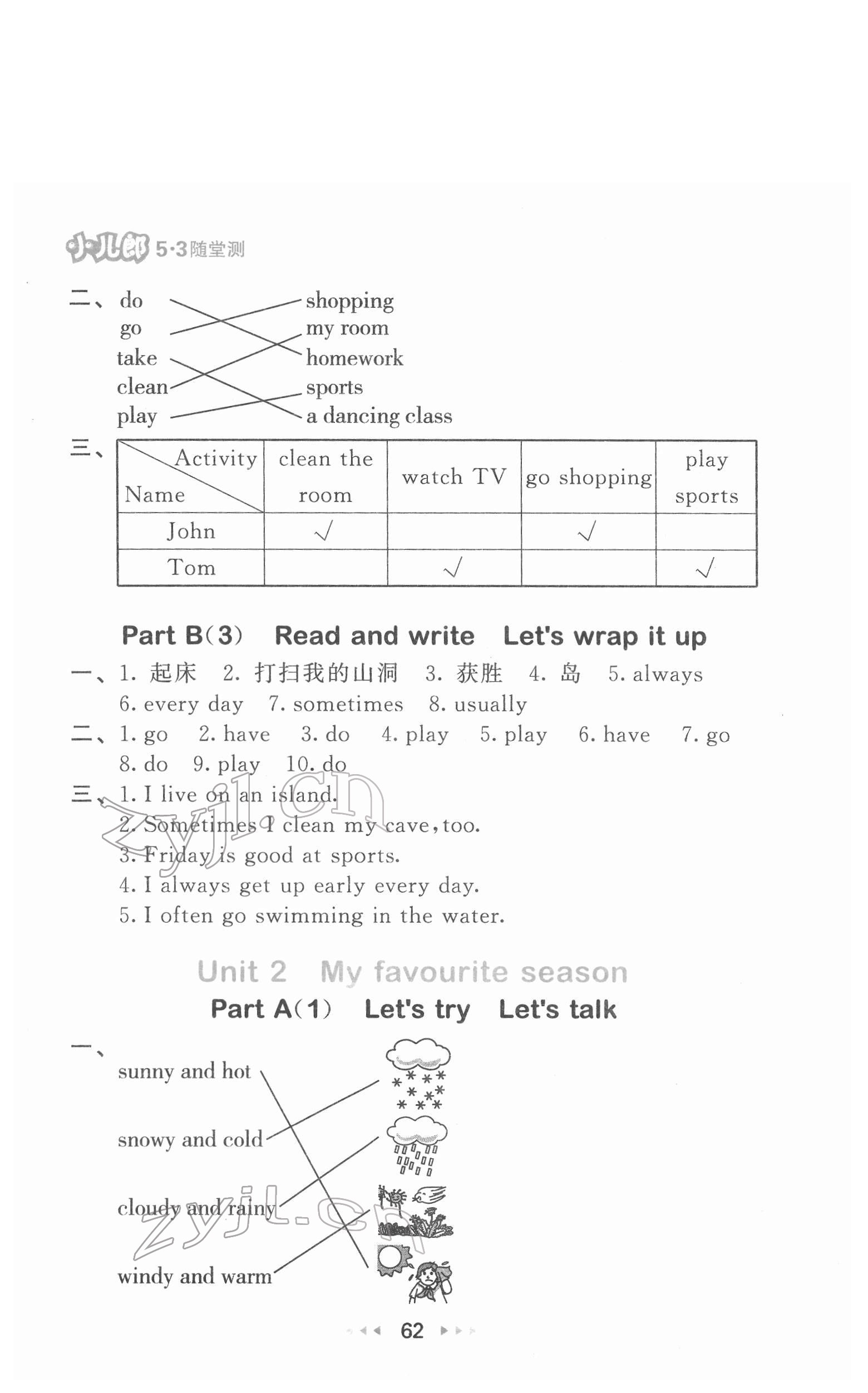 2022年53隨堂測五年級英語下冊人教PEP版 第2頁