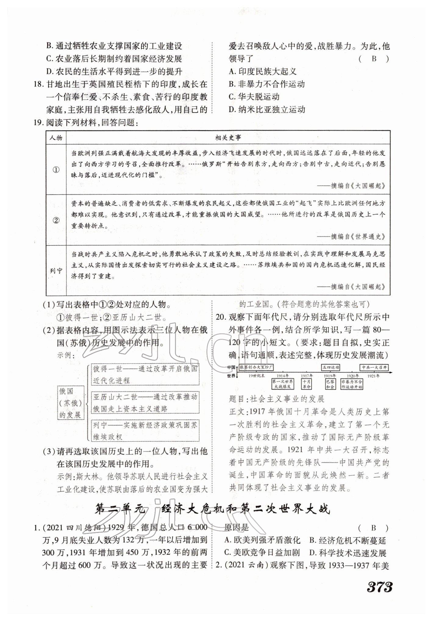 2022年蓝卡中考试题解读历史河南专版 参考答案第100页