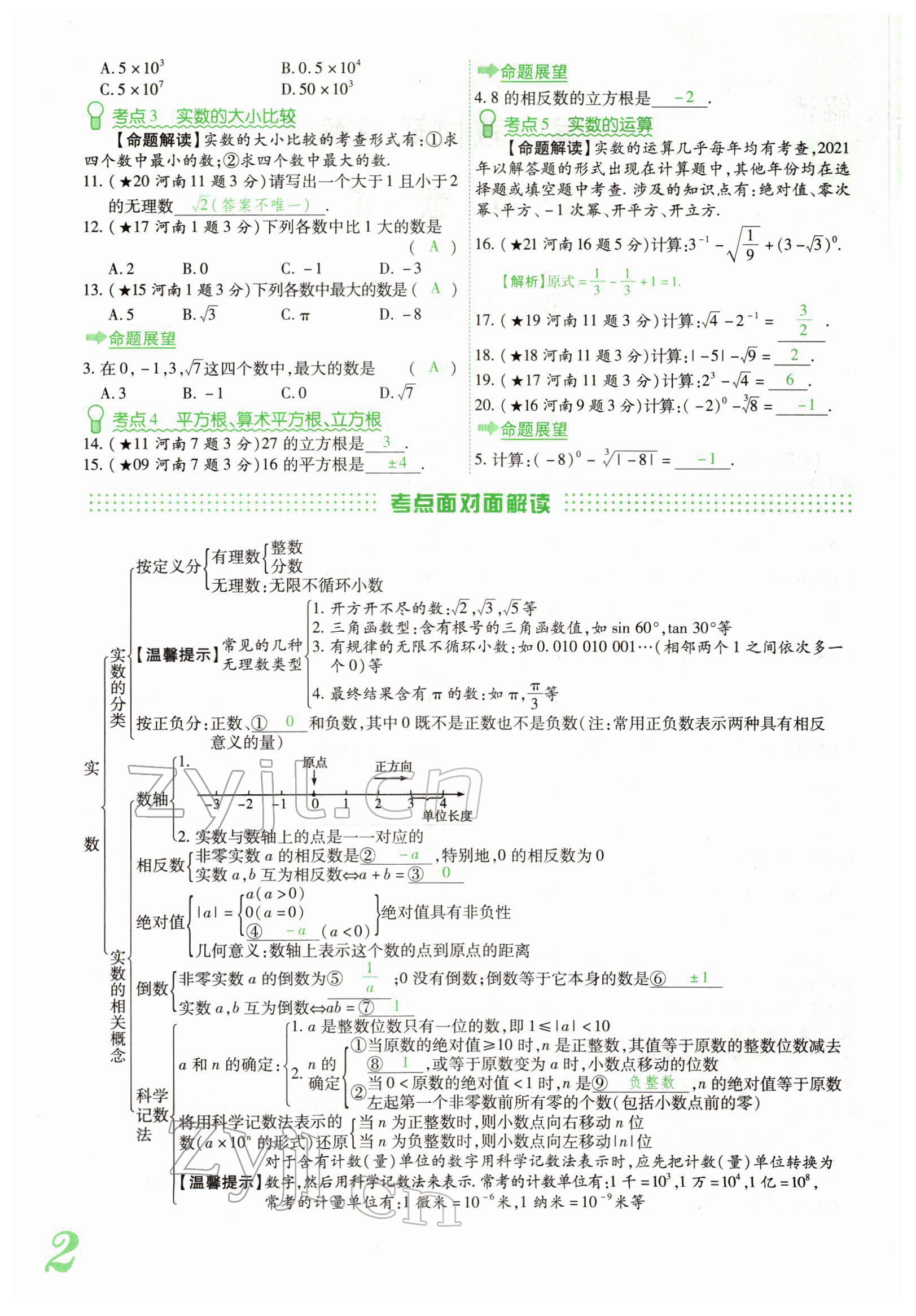 2022年藍卡中考試題解讀數(shù)學(xué)中考河南專版 參考答案第2頁