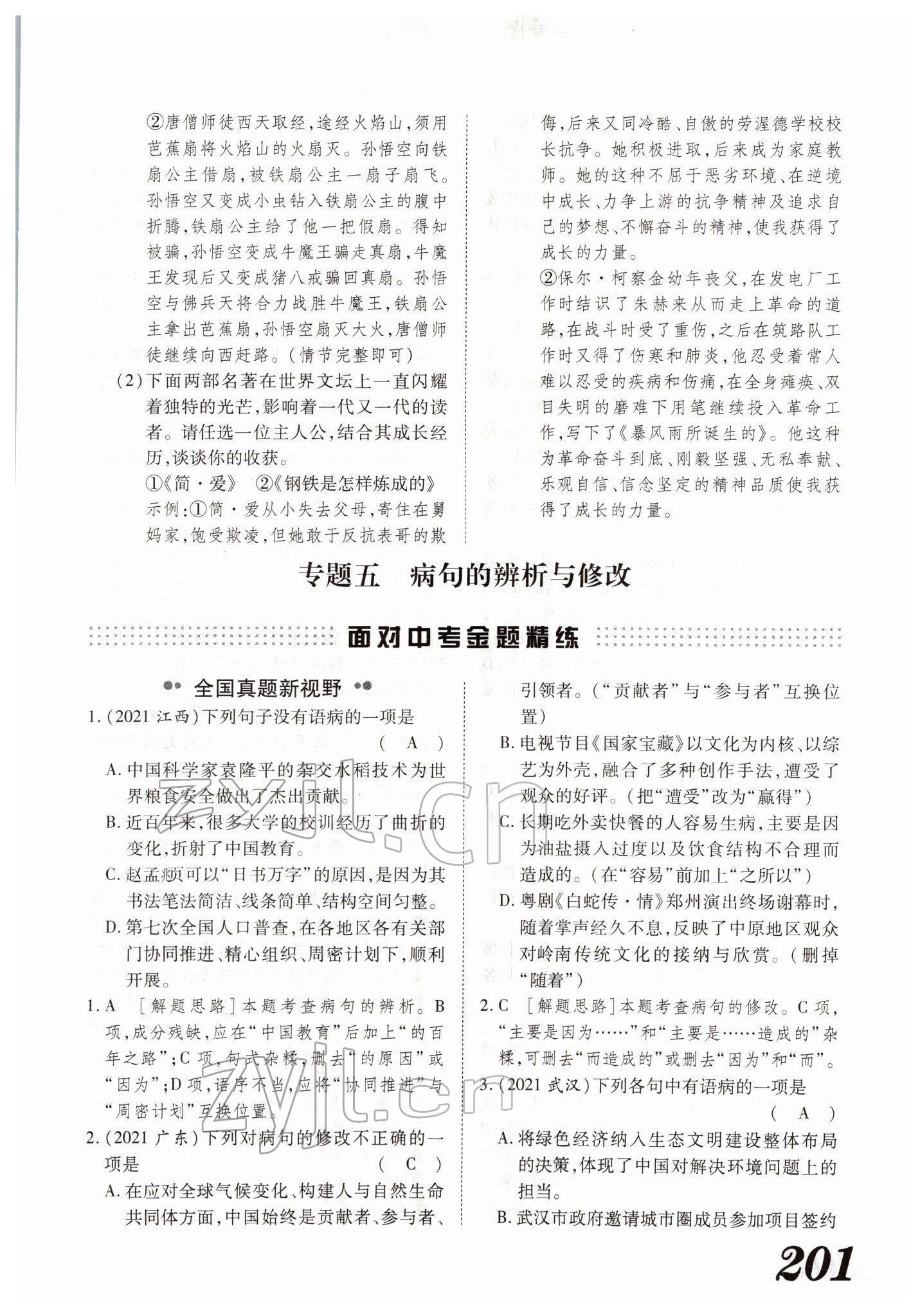2022年藍(lán)卡中考試題解讀語文河南專版 參考答案第33頁