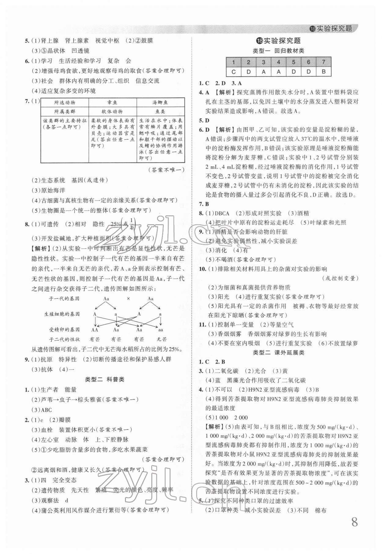 2022年王朝霞中考真题精编生物河南专版 第8页