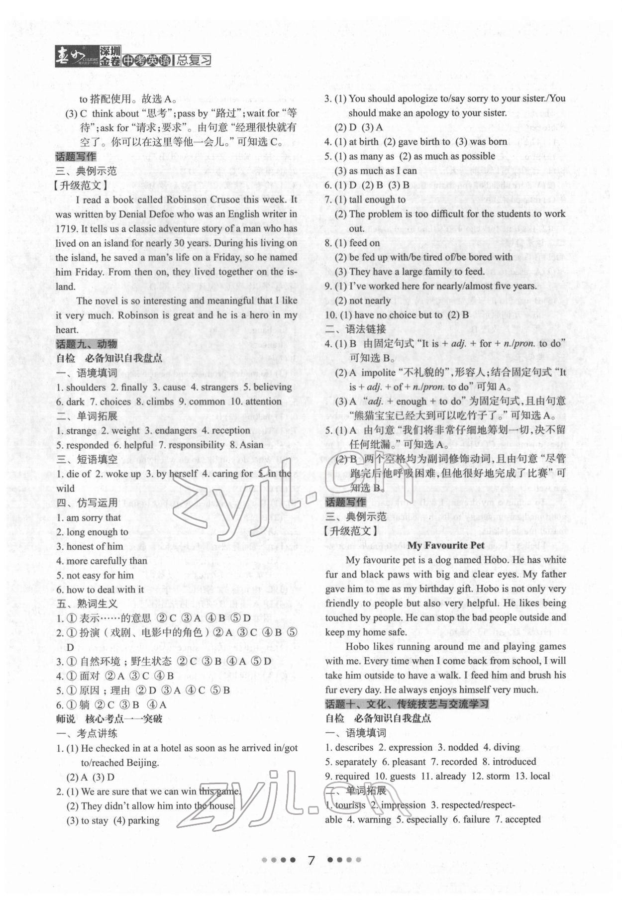 2022年深圳金卷中考英語總復習 第7頁