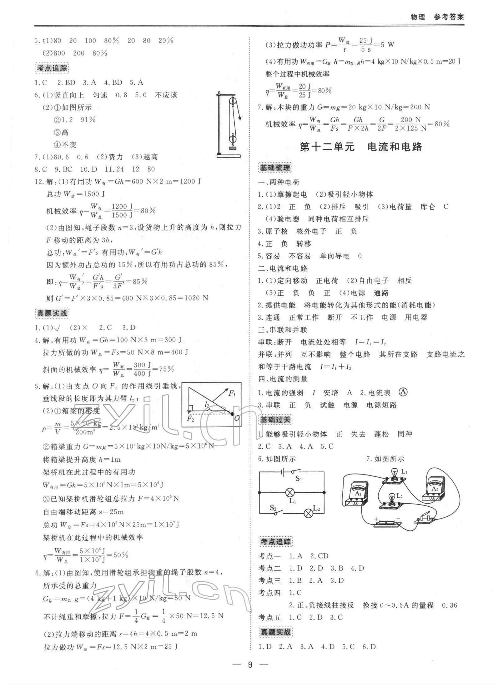 2022年新課標(biāo)中考寶典物理深圳專版 參考答案第9頁