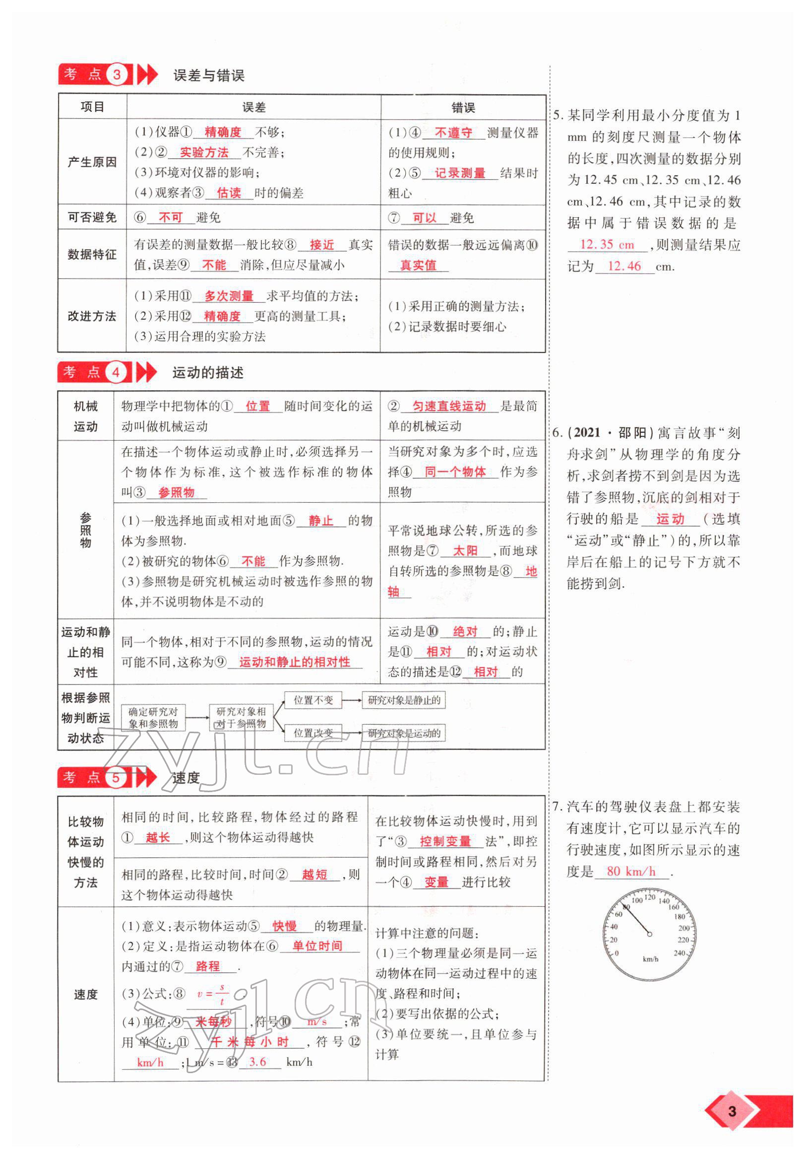 2022年新思路鄭州大學出版社物理中考河南專版 參考答案第3頁